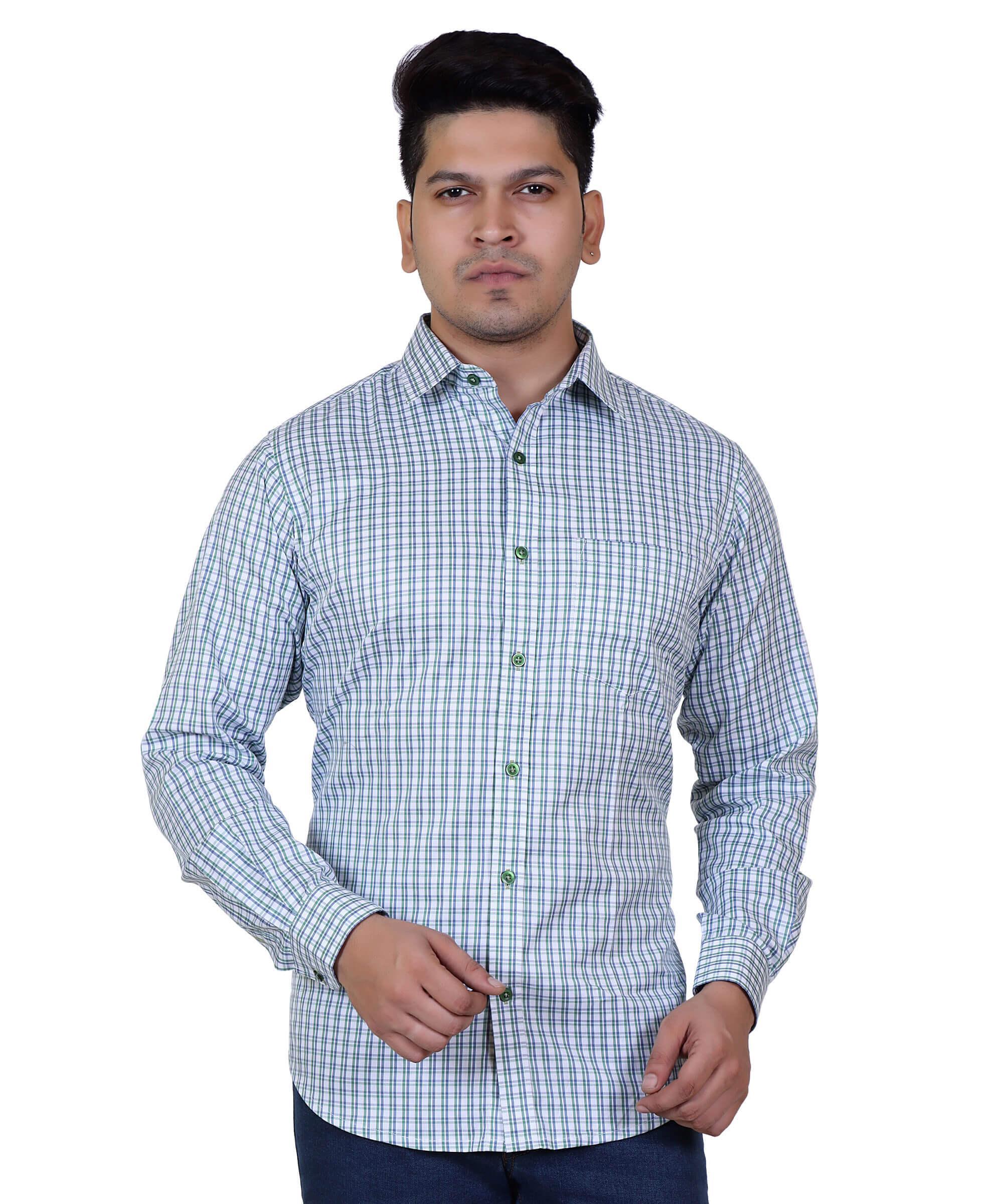 Men Shirt Full Sleeve – GREEN CHECK