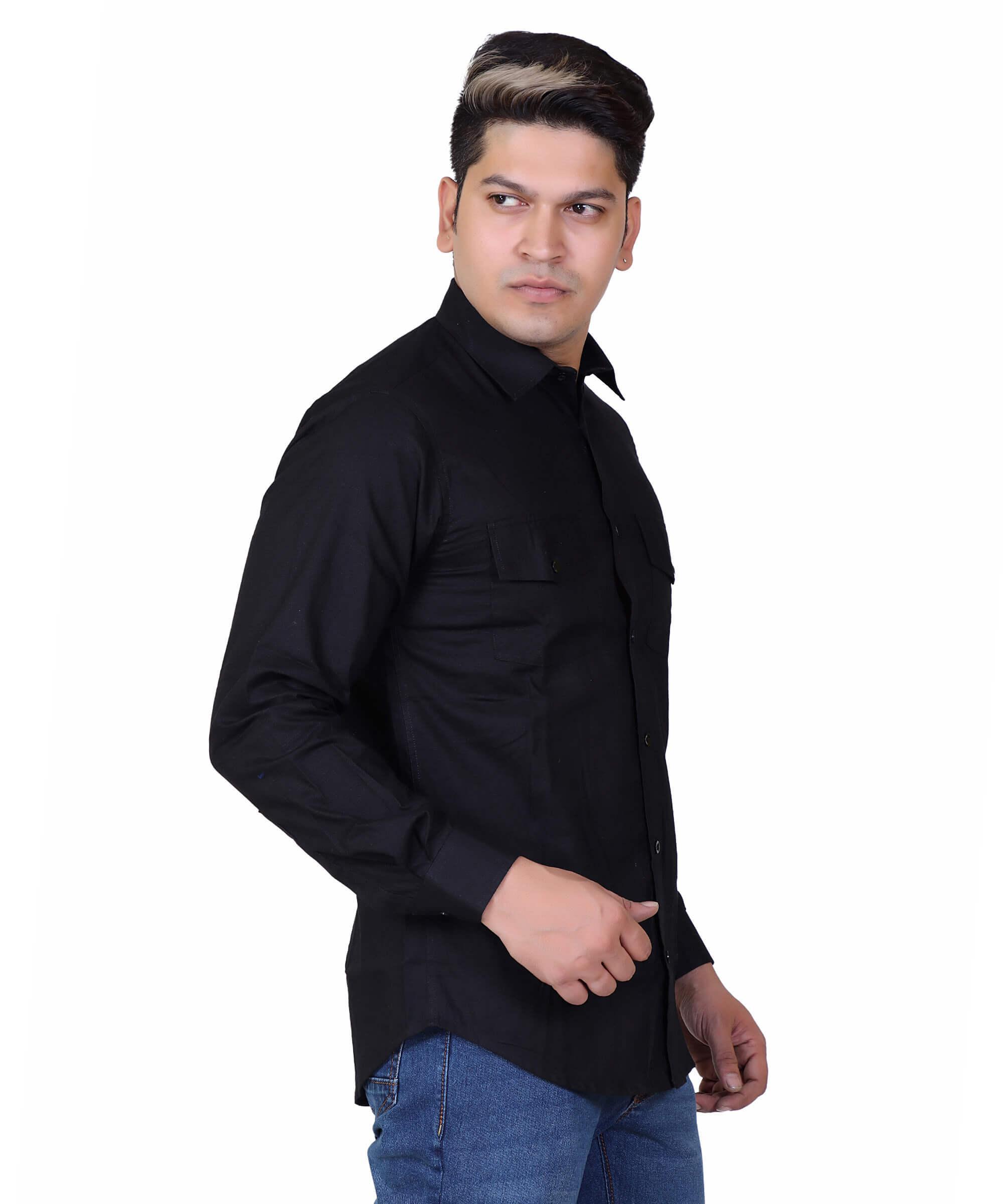 Men Shirt Full Sleeve – SOLID BLACK
