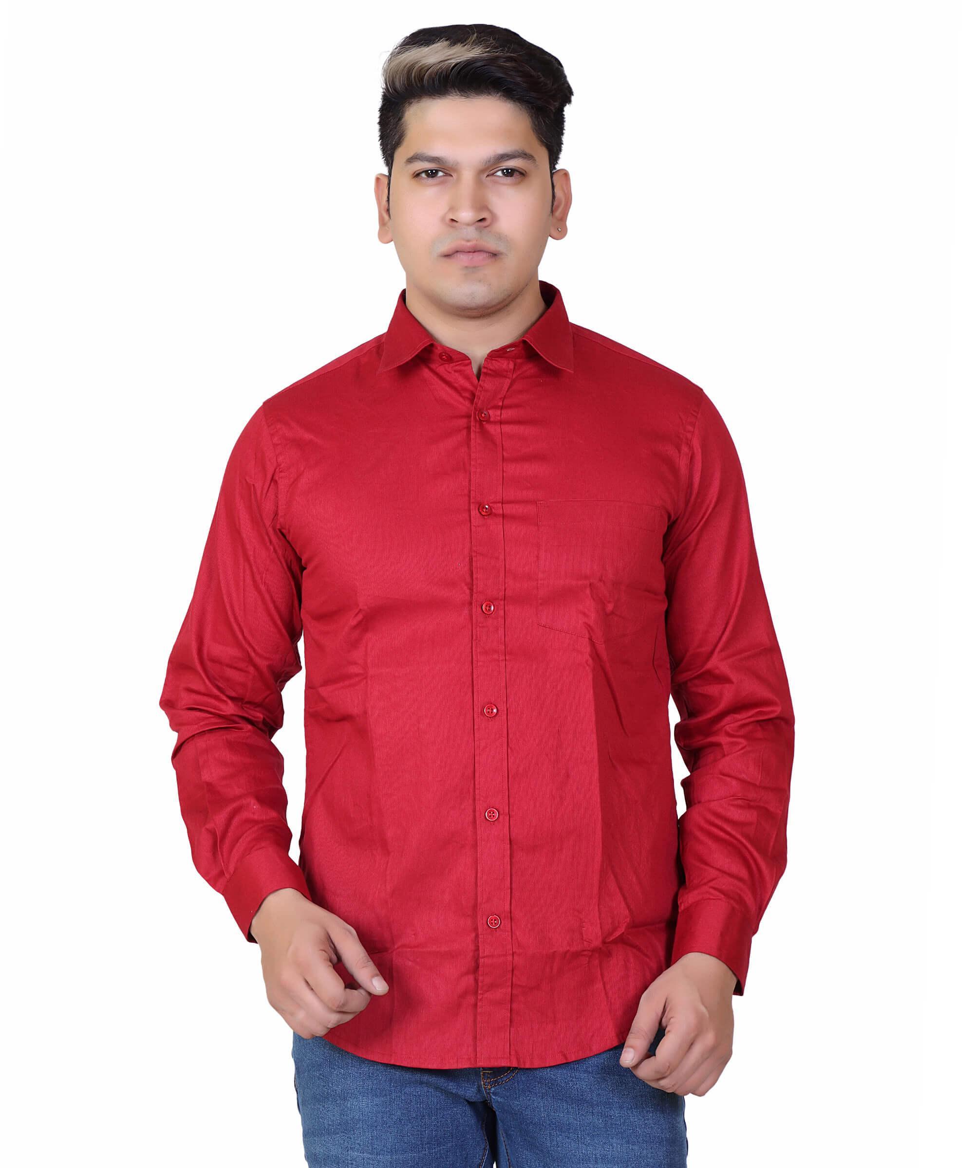 Men Shirt Full Sleeve – SOLID RED