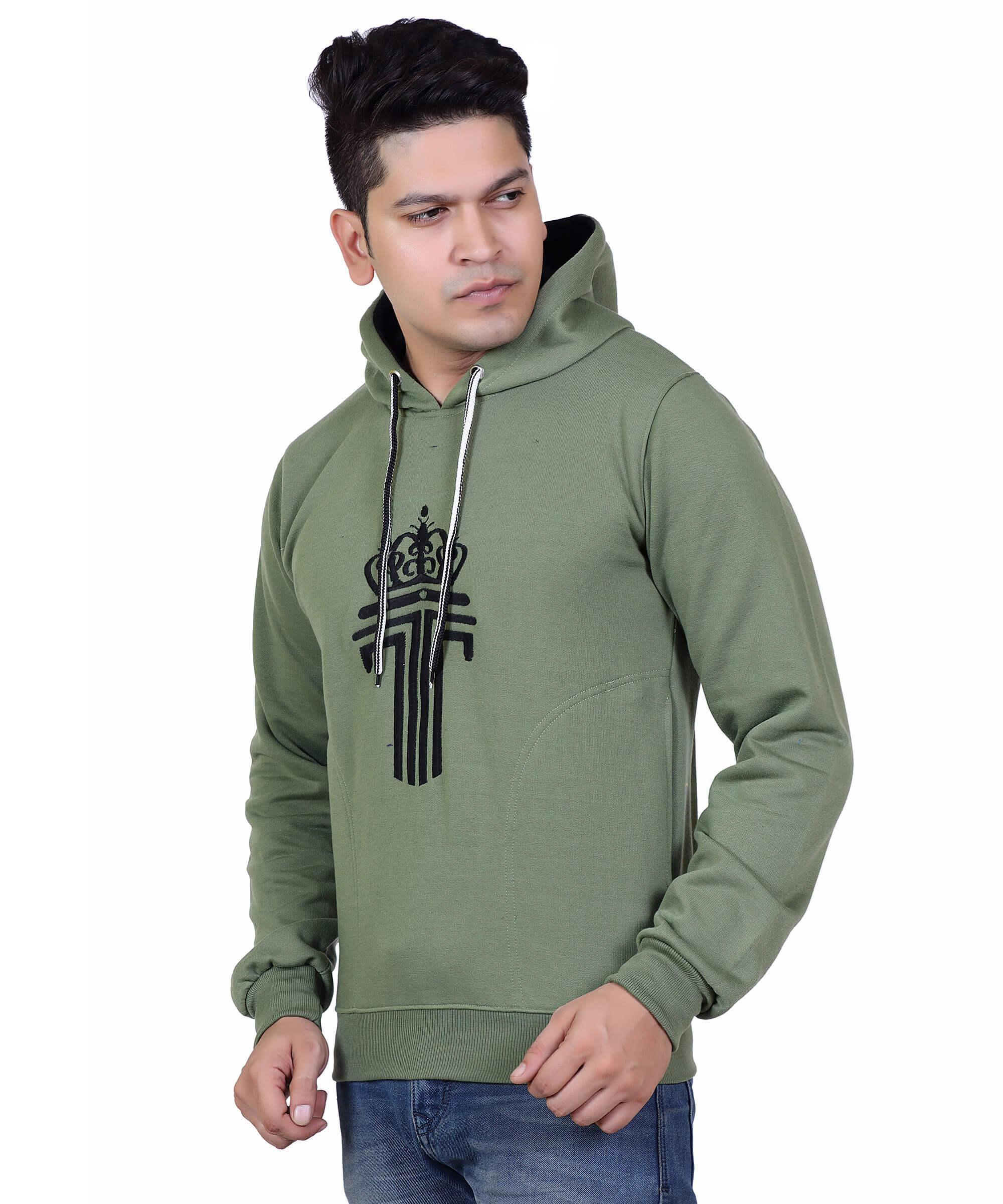 Full Sleeve Embroidered Solid Men Hoodies – M.Green