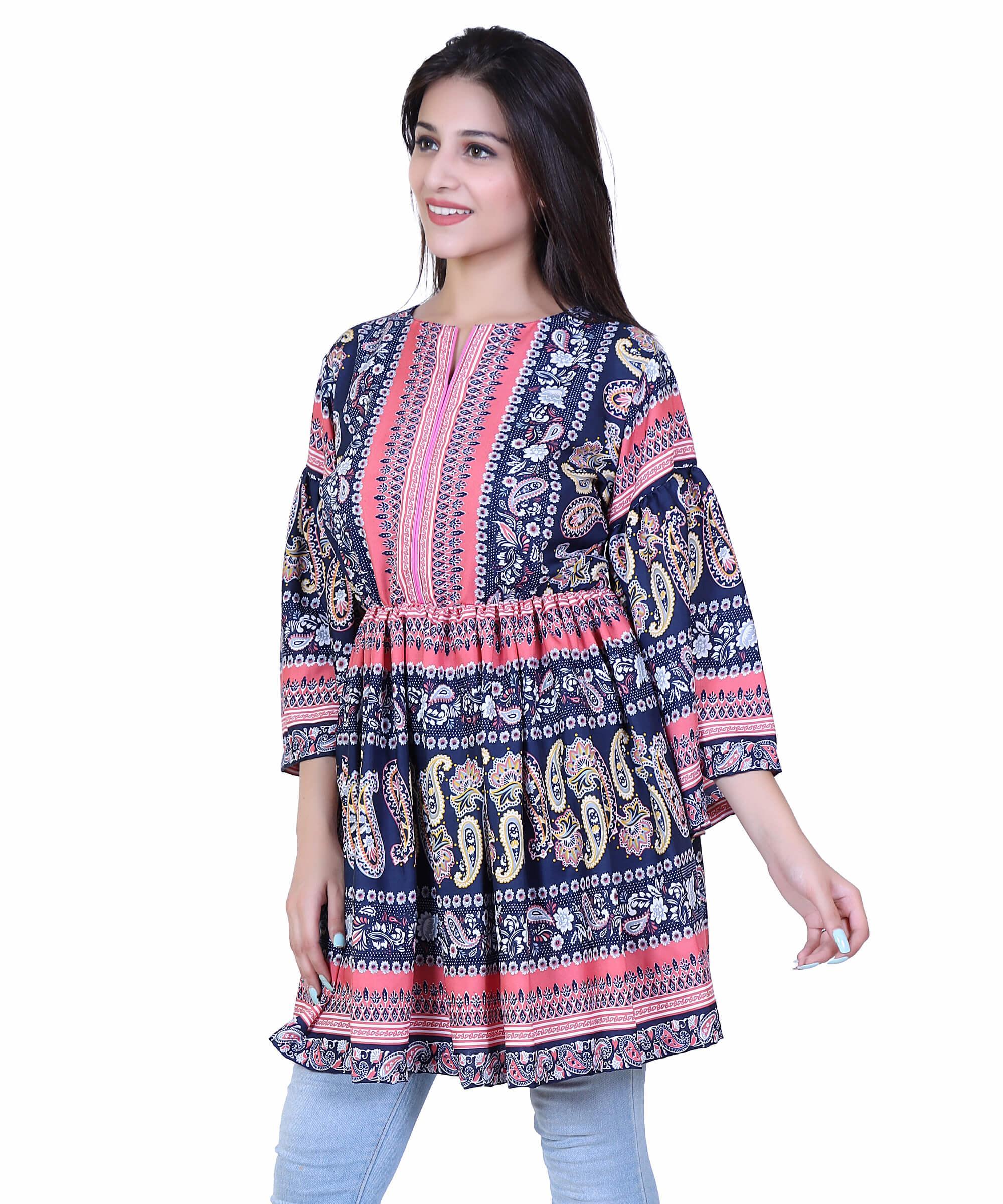 SECT-WT WOMEN TOP PRINT- BLUE