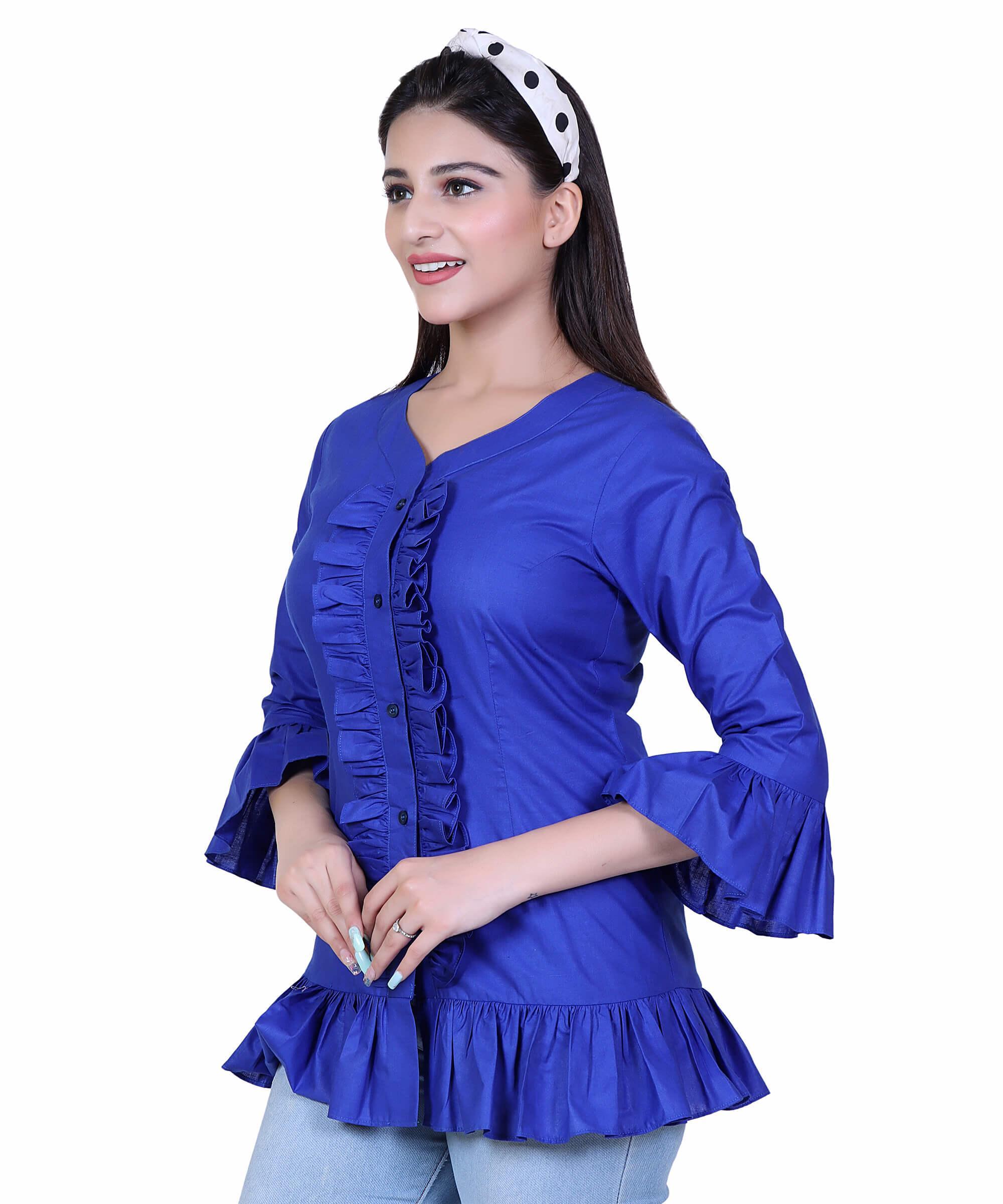 SECT-WT WOMEN TOP SOLID- BLUE