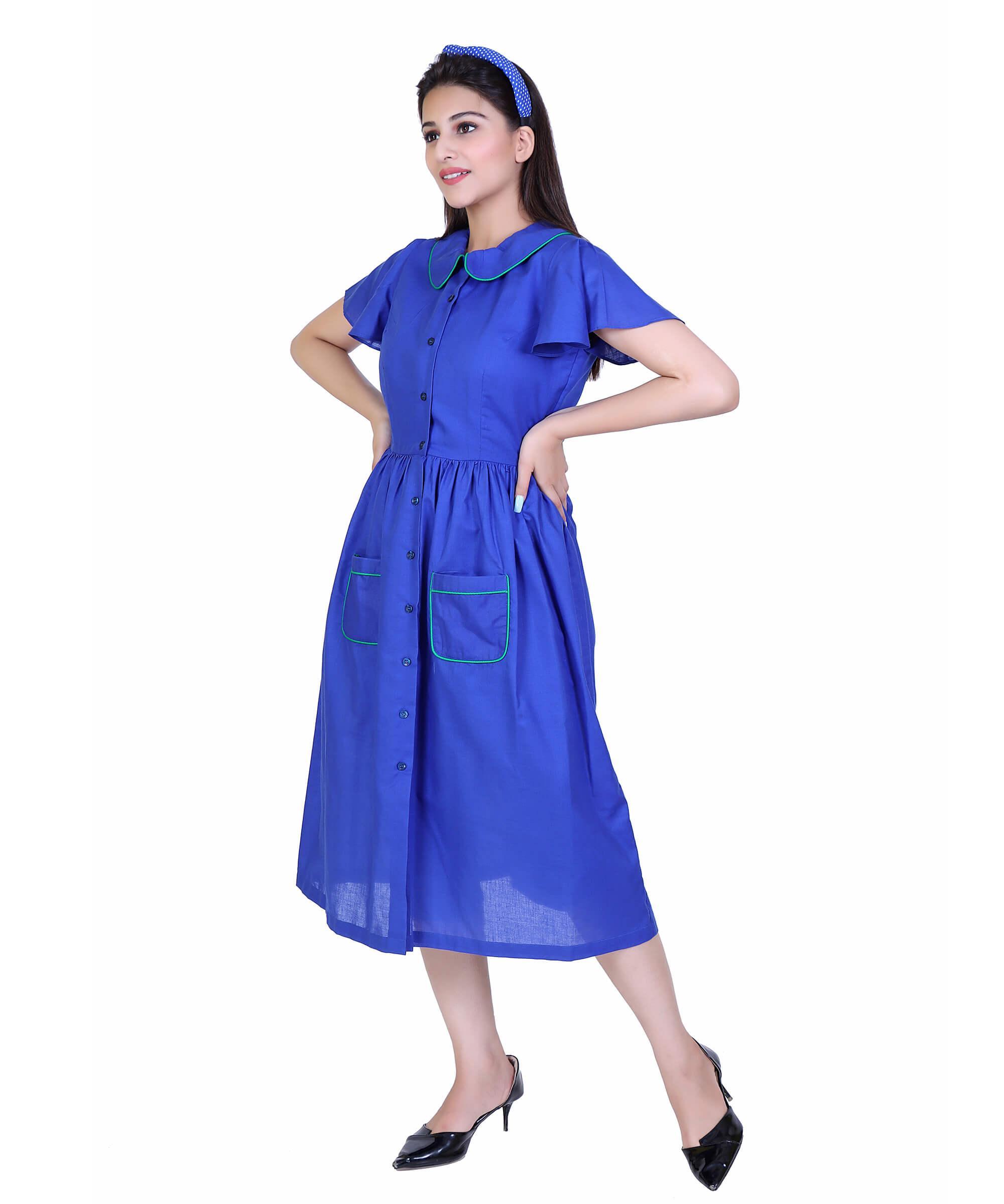 SECT-WWD WOMEN WESTERN DRESS PRINT – BLUE