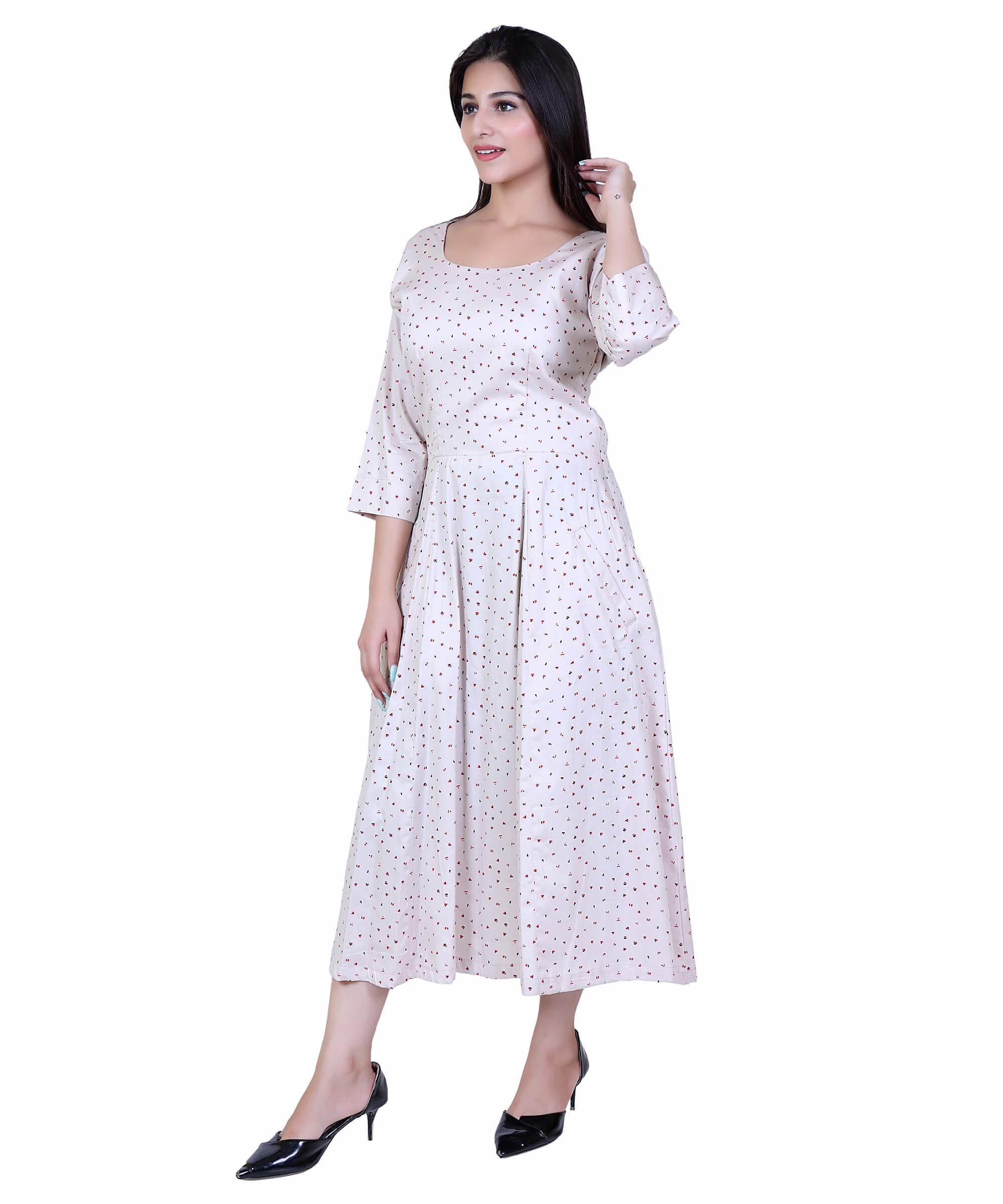 SECT-WWD WOMEN WESTERN DRESS PRINT – CREAM PRINT