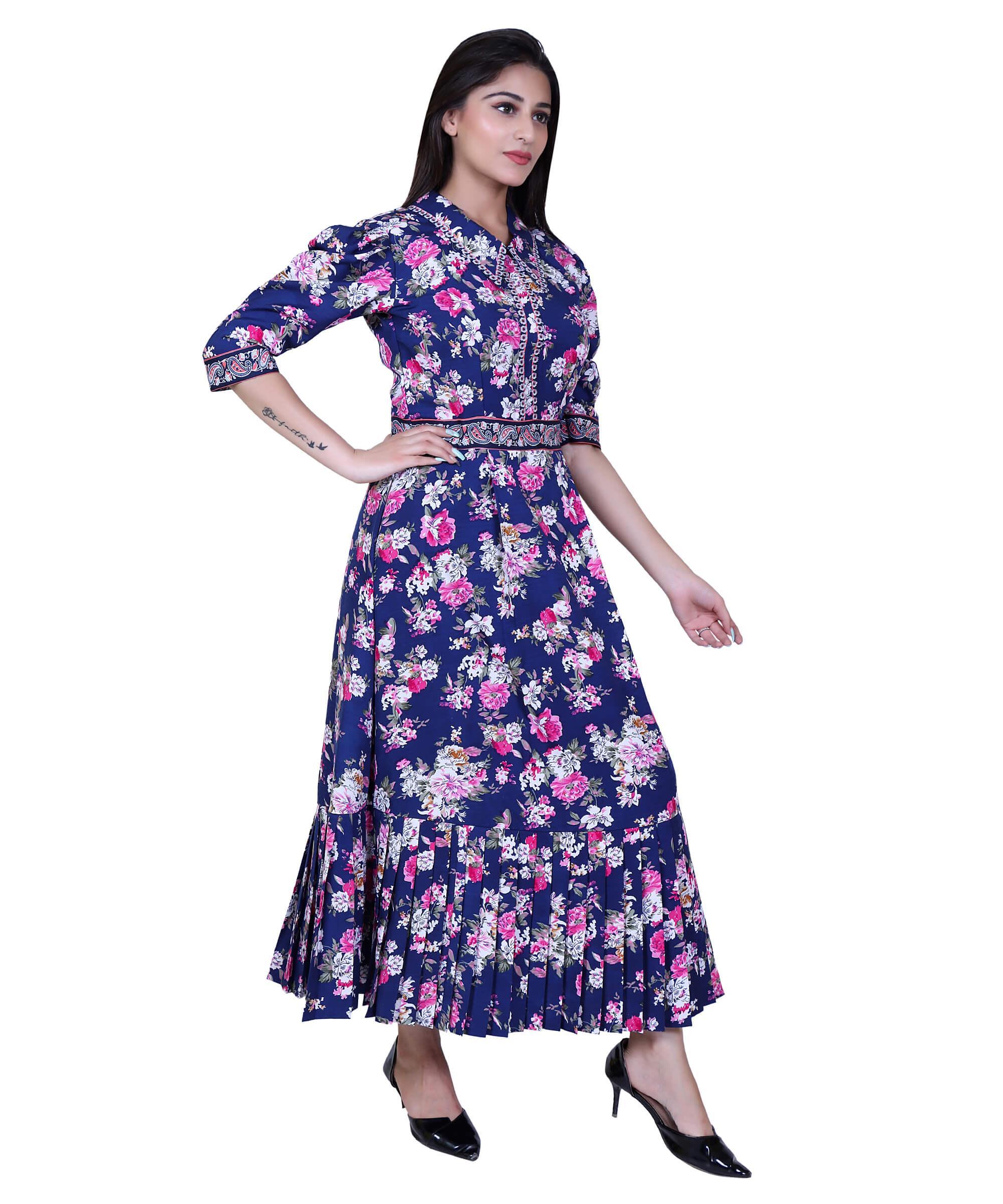 SECT-WWD WOMEN WESTERN DRESS PRINT – NAVY BLUE PRINT