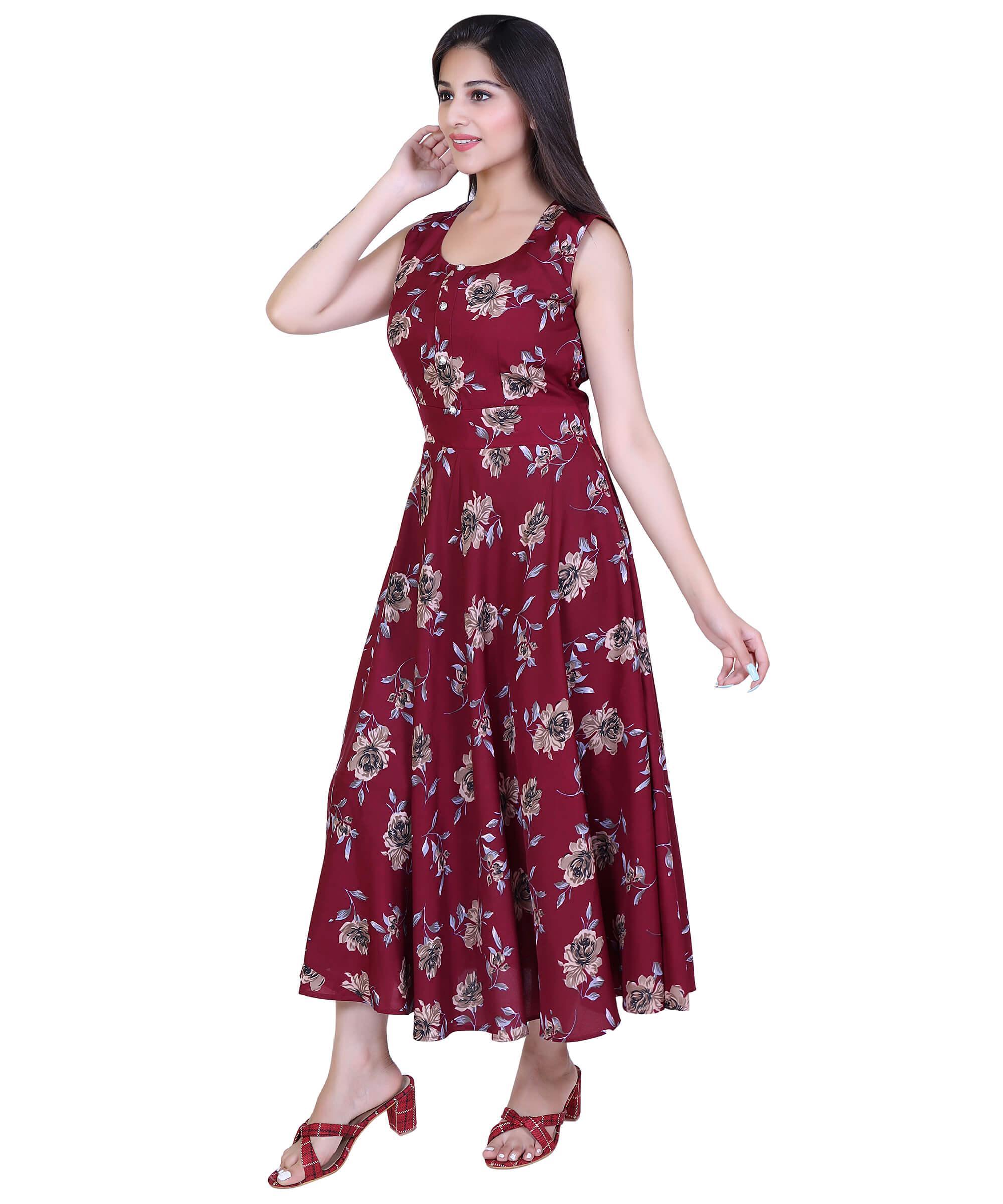 SECT-WWD WOMEN WESTERN DRESS PRINT – MAROON PRINT
