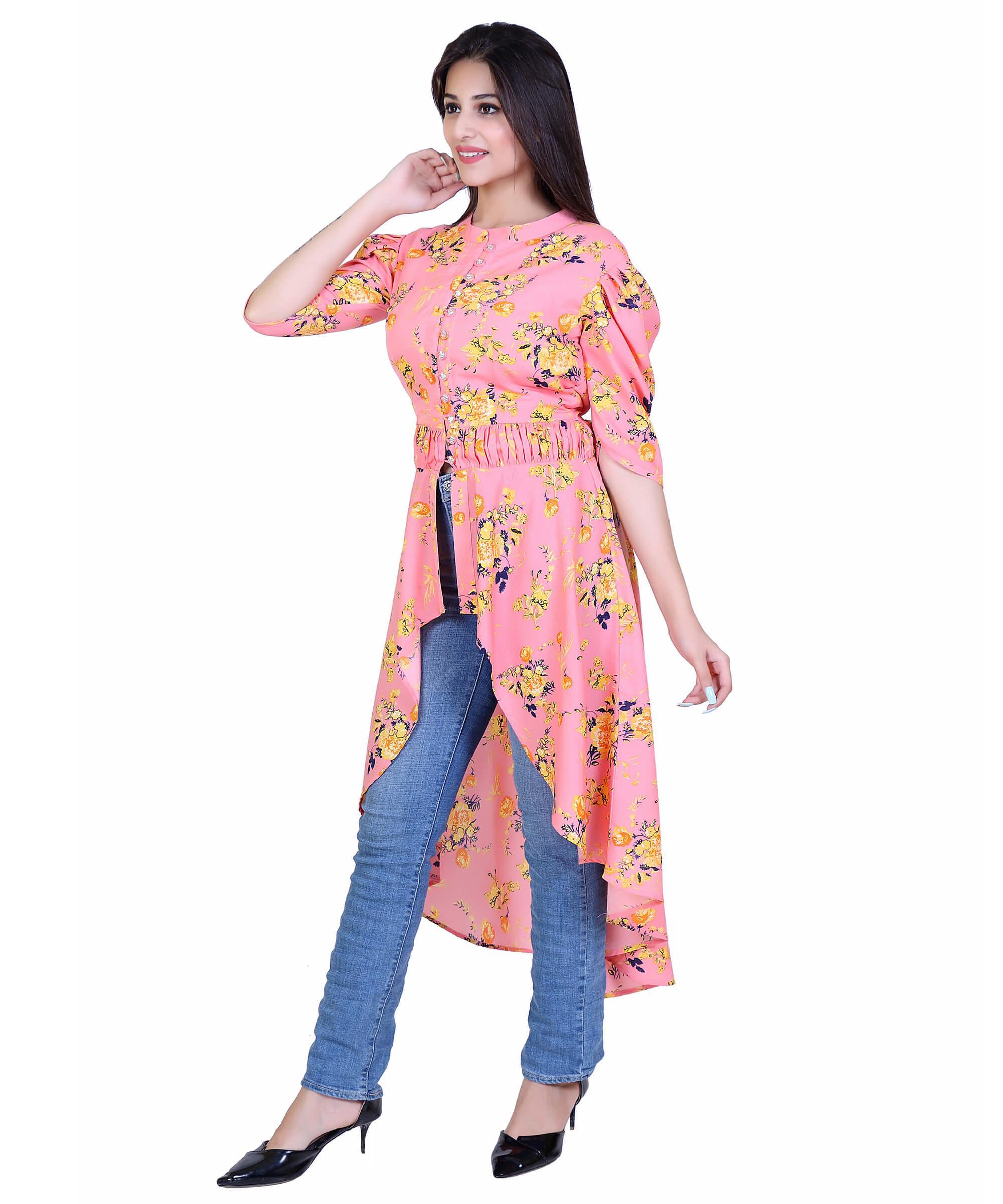 SECT-WWD WOMEN WESTERN DRESS PRINT – PEACH PRINT