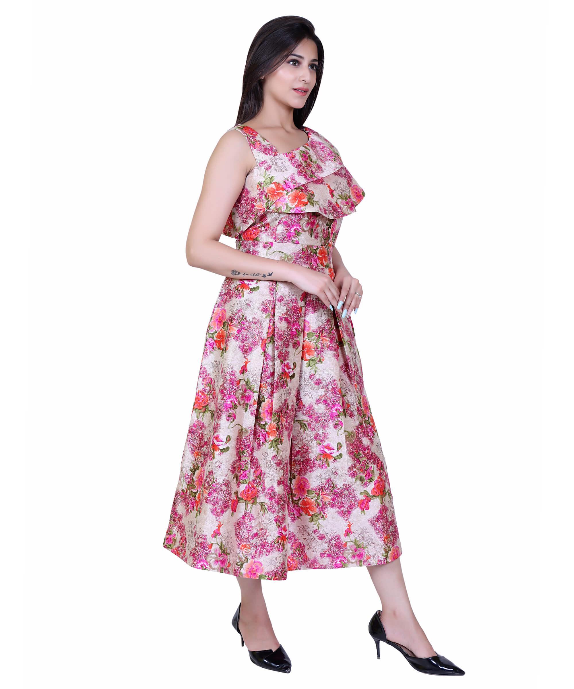 SECT-WWD WOMEN WESTERN DRESS PRINT – PINK FLORAL