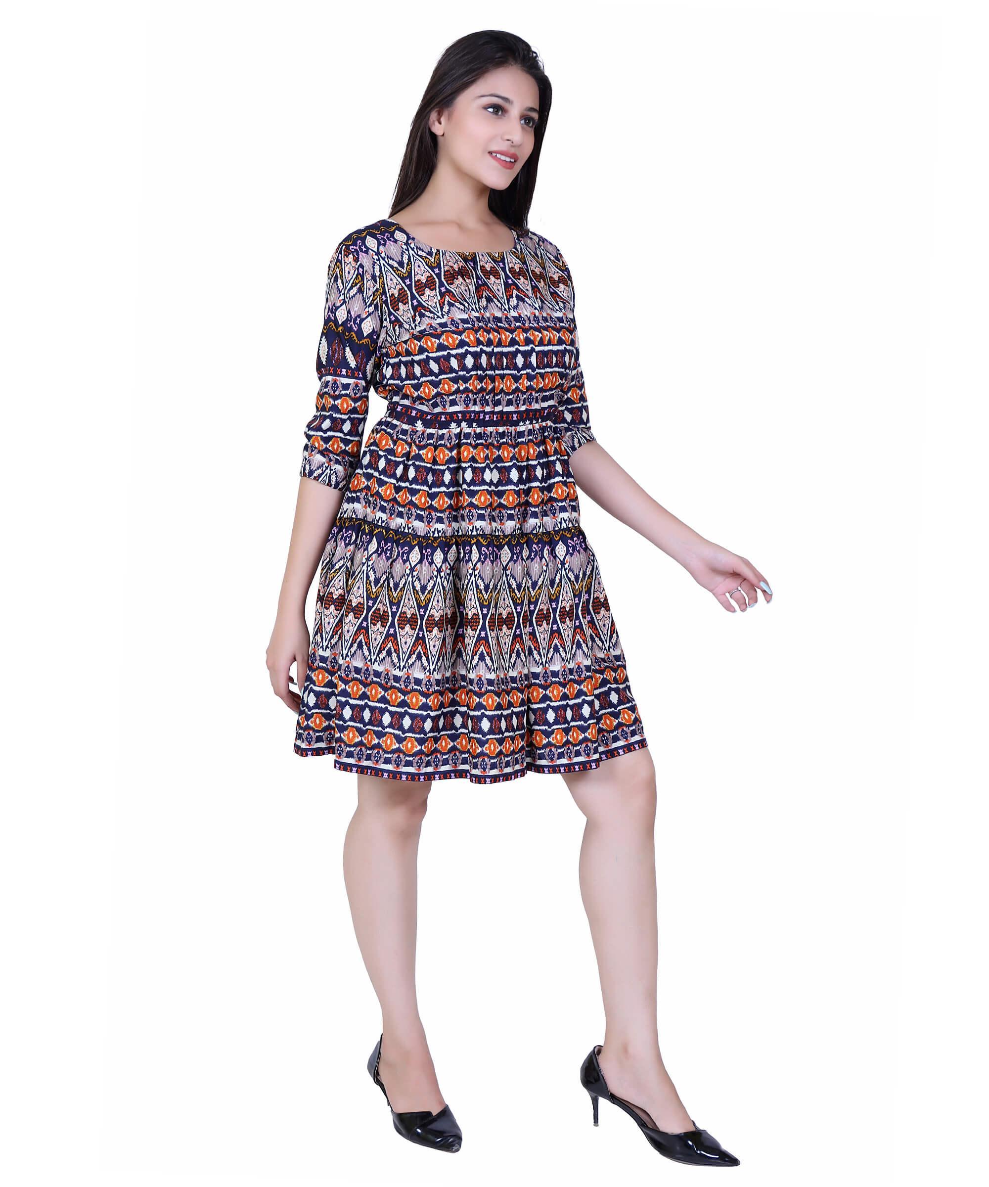 WOMEN WESTERN DRESS PRINT – DENIM BLUE PRINT