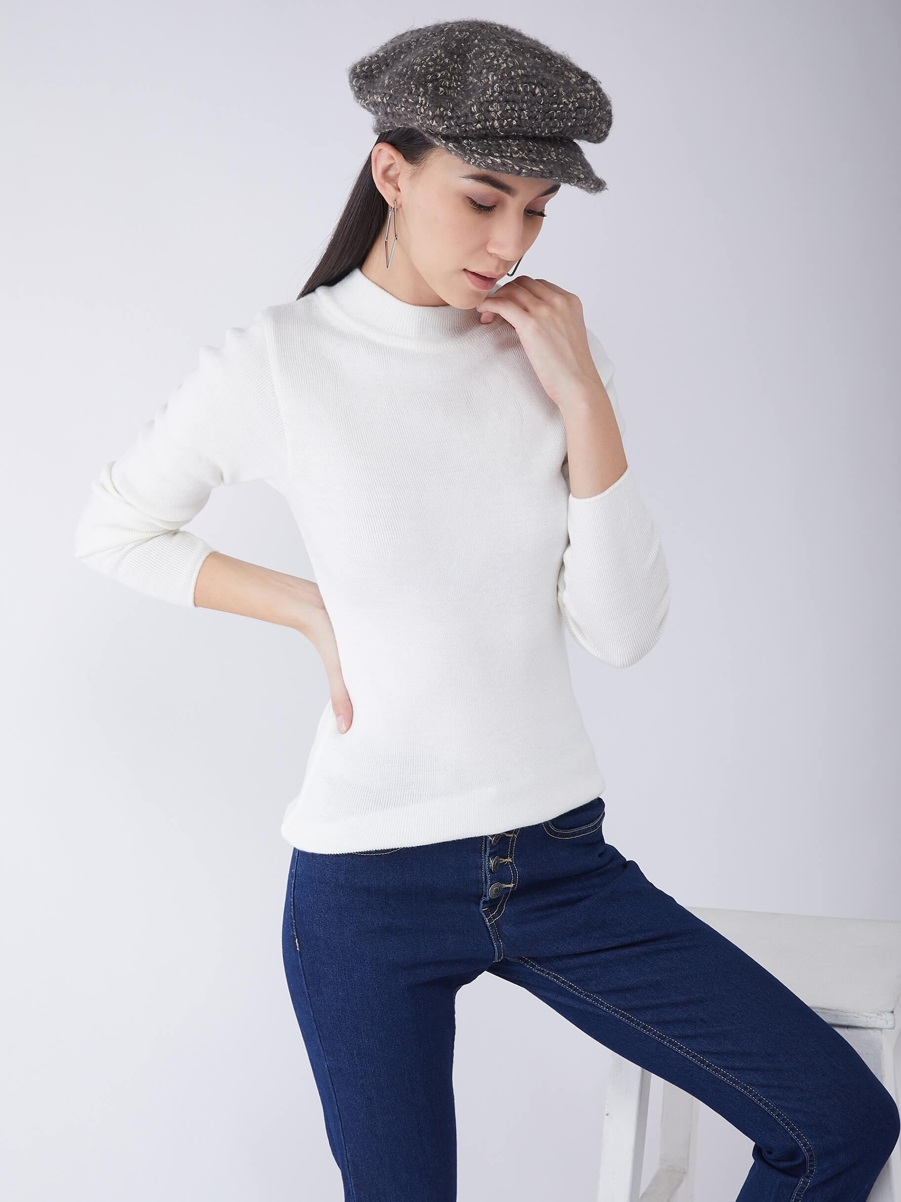 RVK Women Off White  Pullover Sweater