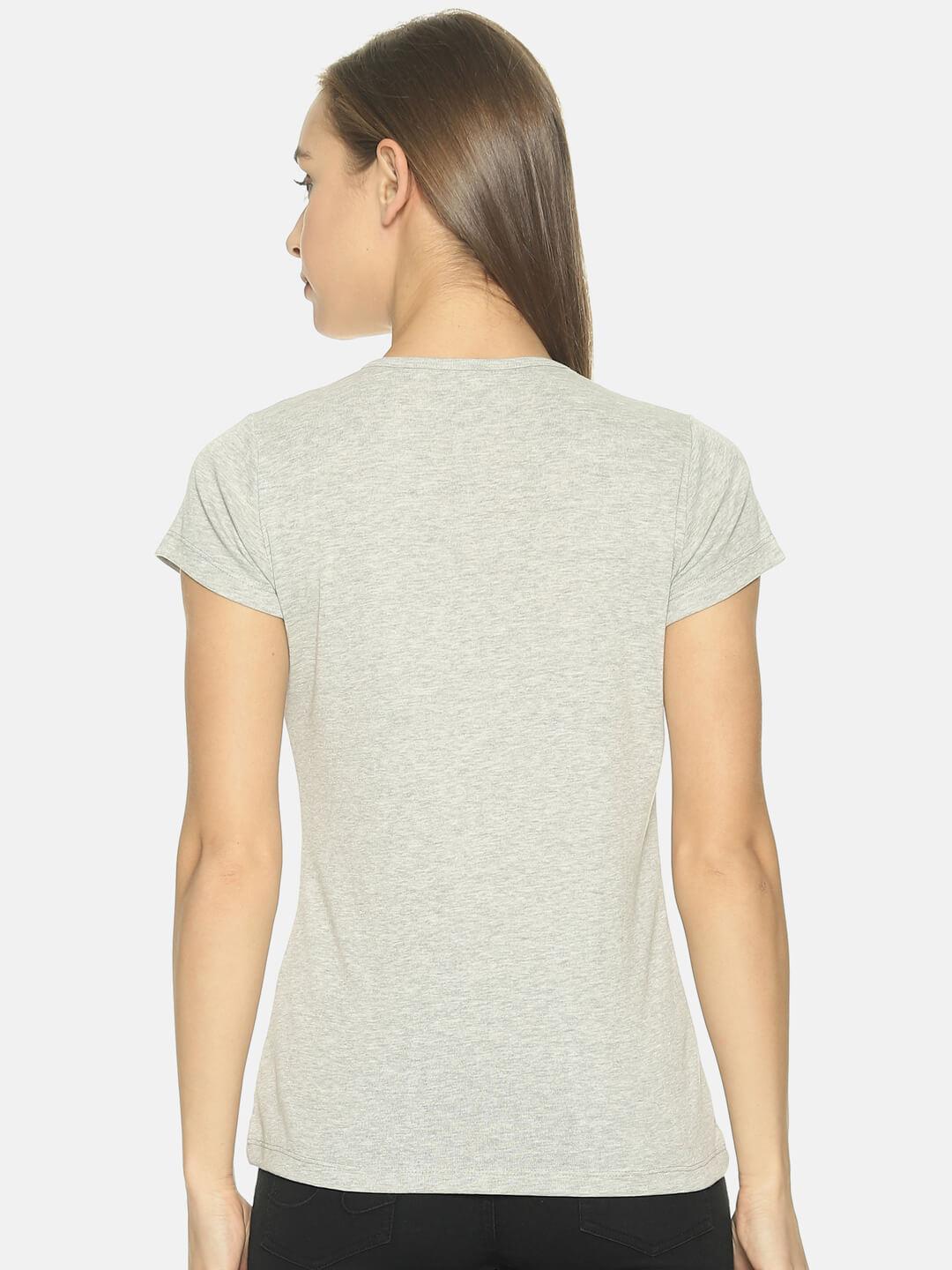 Women Grey Solid Round Neck T-shirt