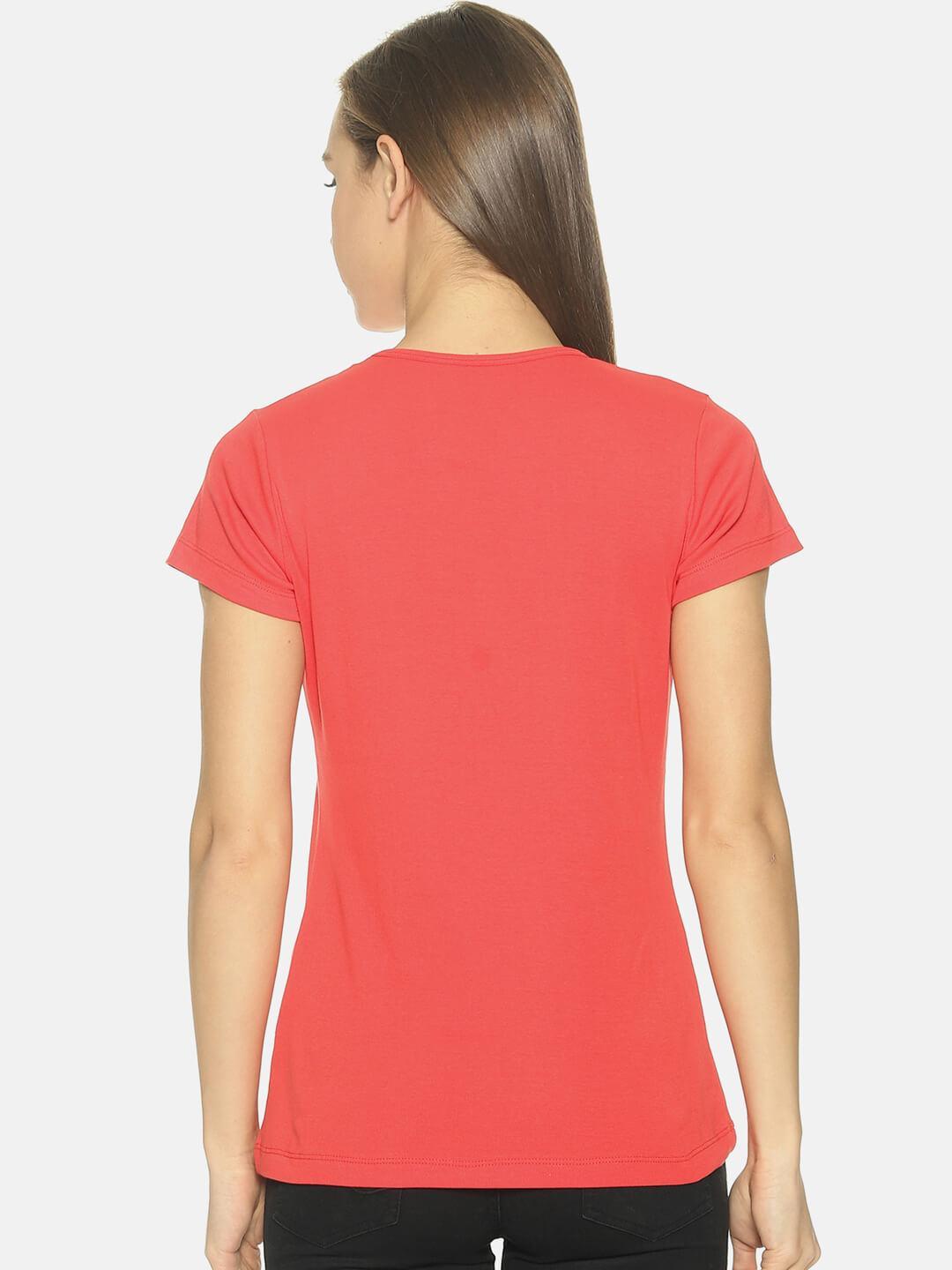 Women Round Neck T-shirt (Peach)