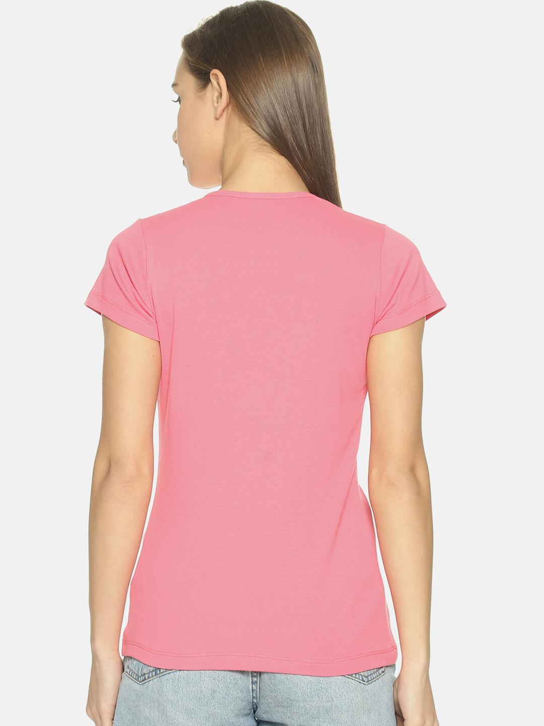 Women Round Neck T-shirt (Pink)