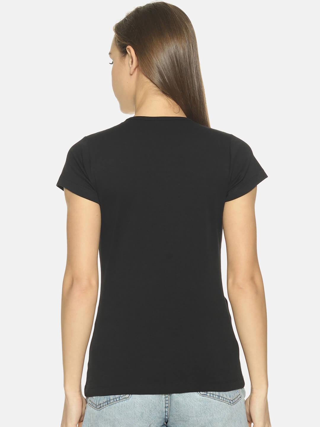 Women Round Neck T-shirt (Black)