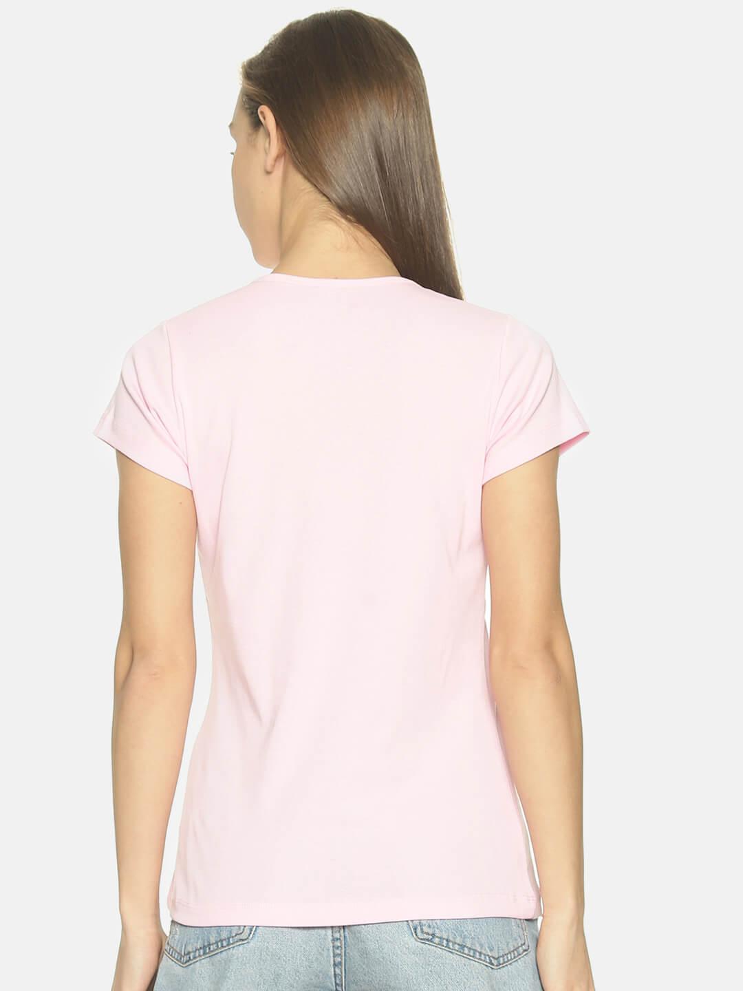 Women Round Neck T-shirt (Light Pink)