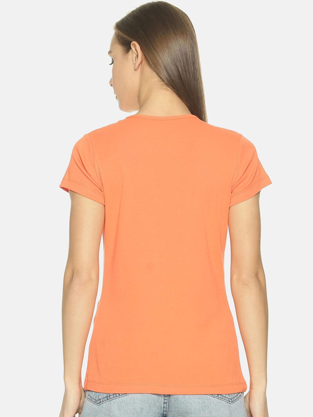 Women Round Neck T-shirt (Orange)