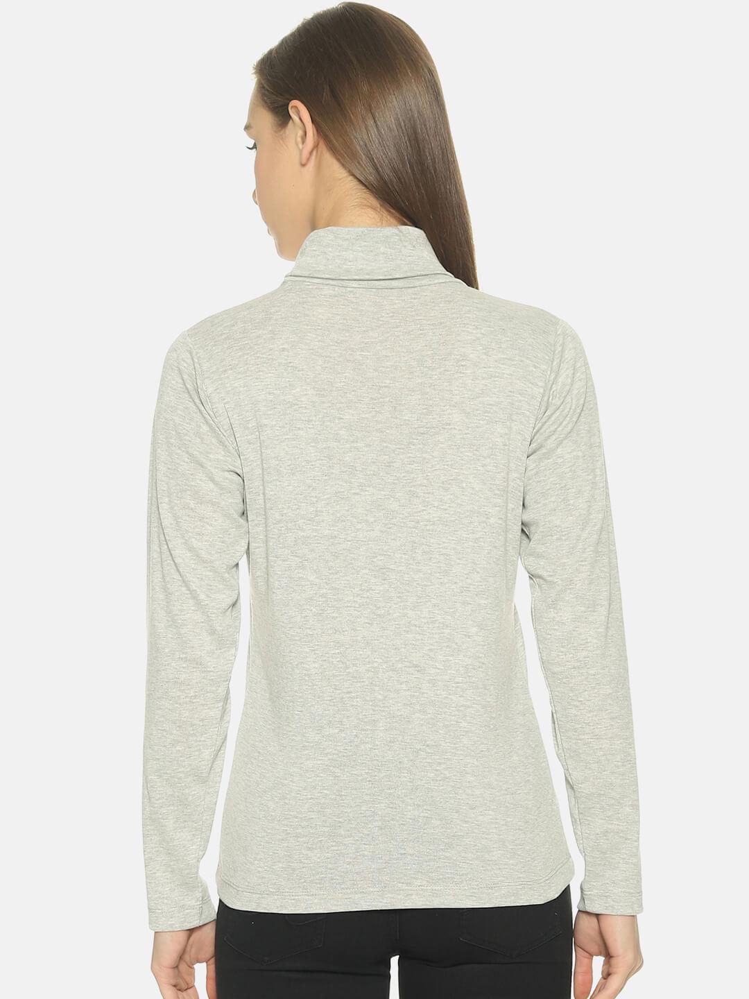 Women’s Grey Melange Turtle Neck Top