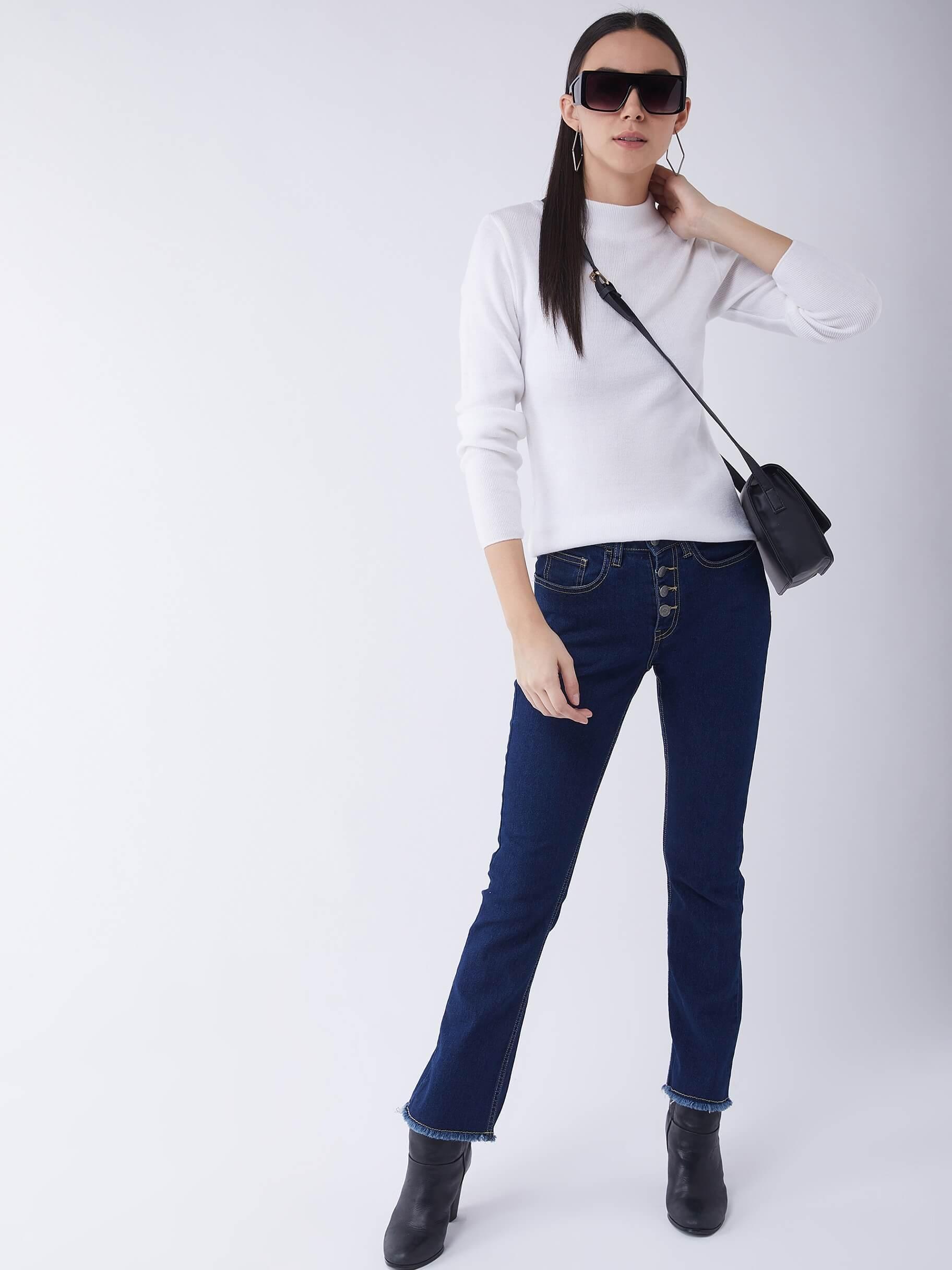 RVK Women  White  Pullover Sweater