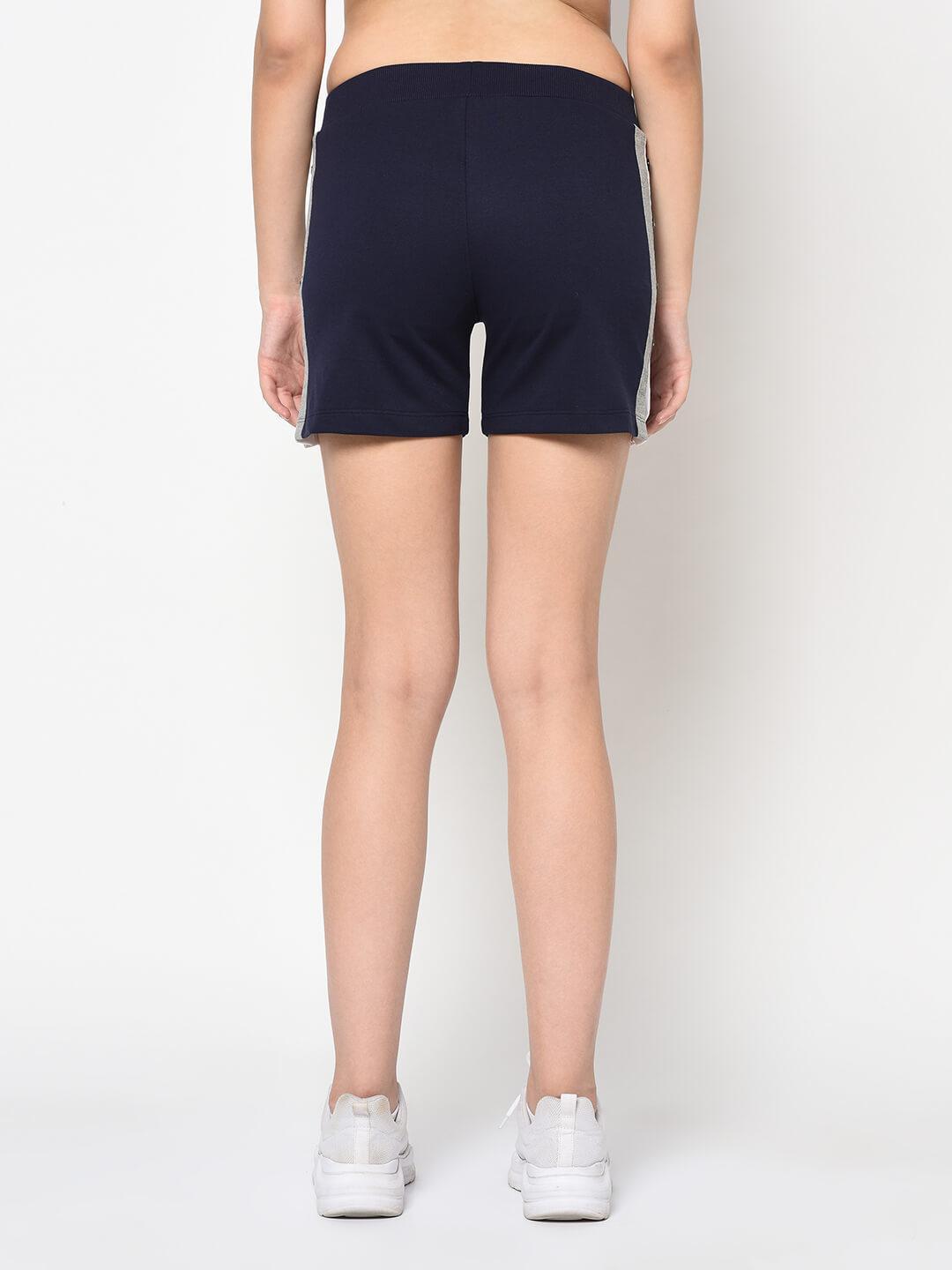 Women Navy Mid-Rise Cotton Regular Shorts