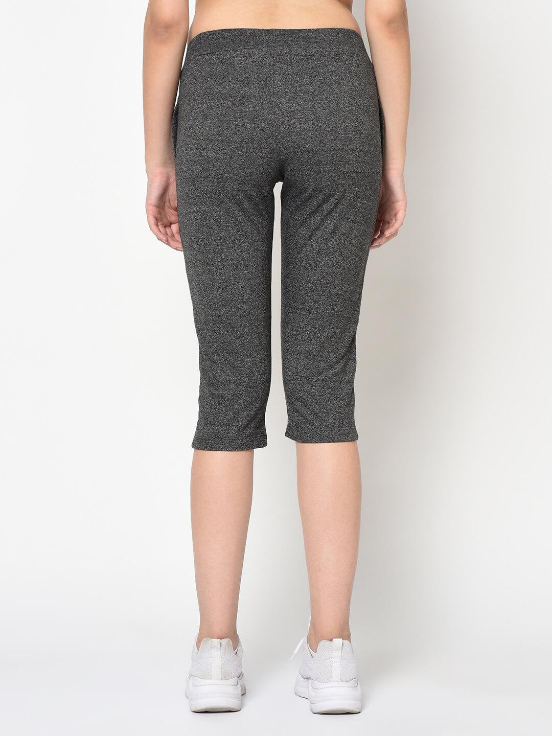 FEMEA Women Charcoal Solid Slim Fit Capris