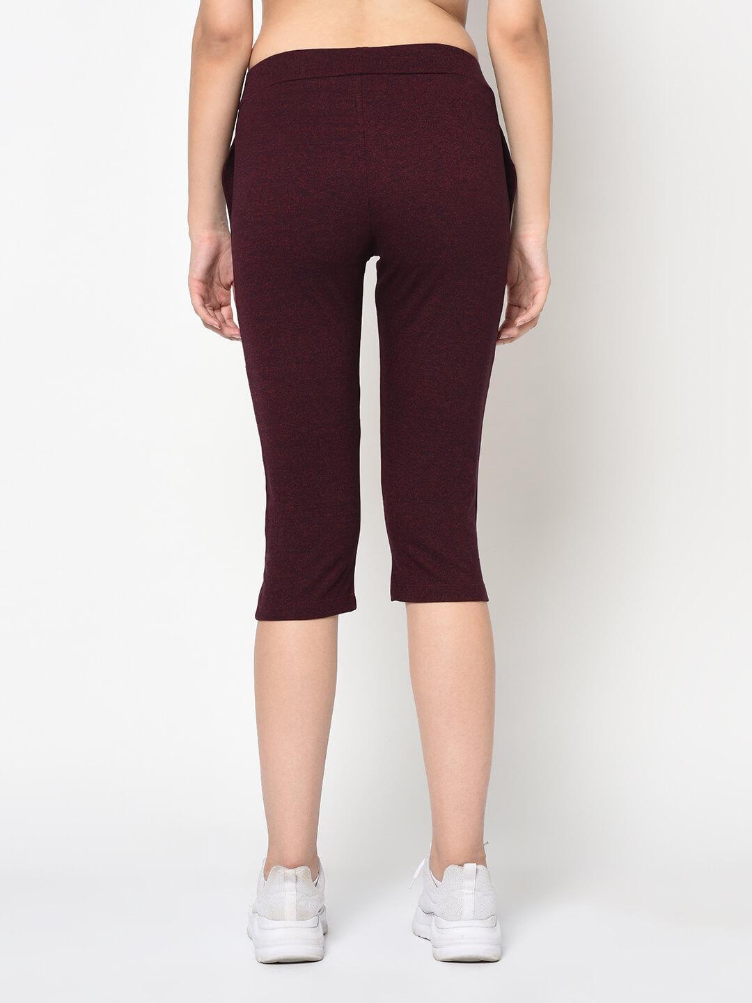 FEMEA Women Wine Solid Slim Fit Capris
