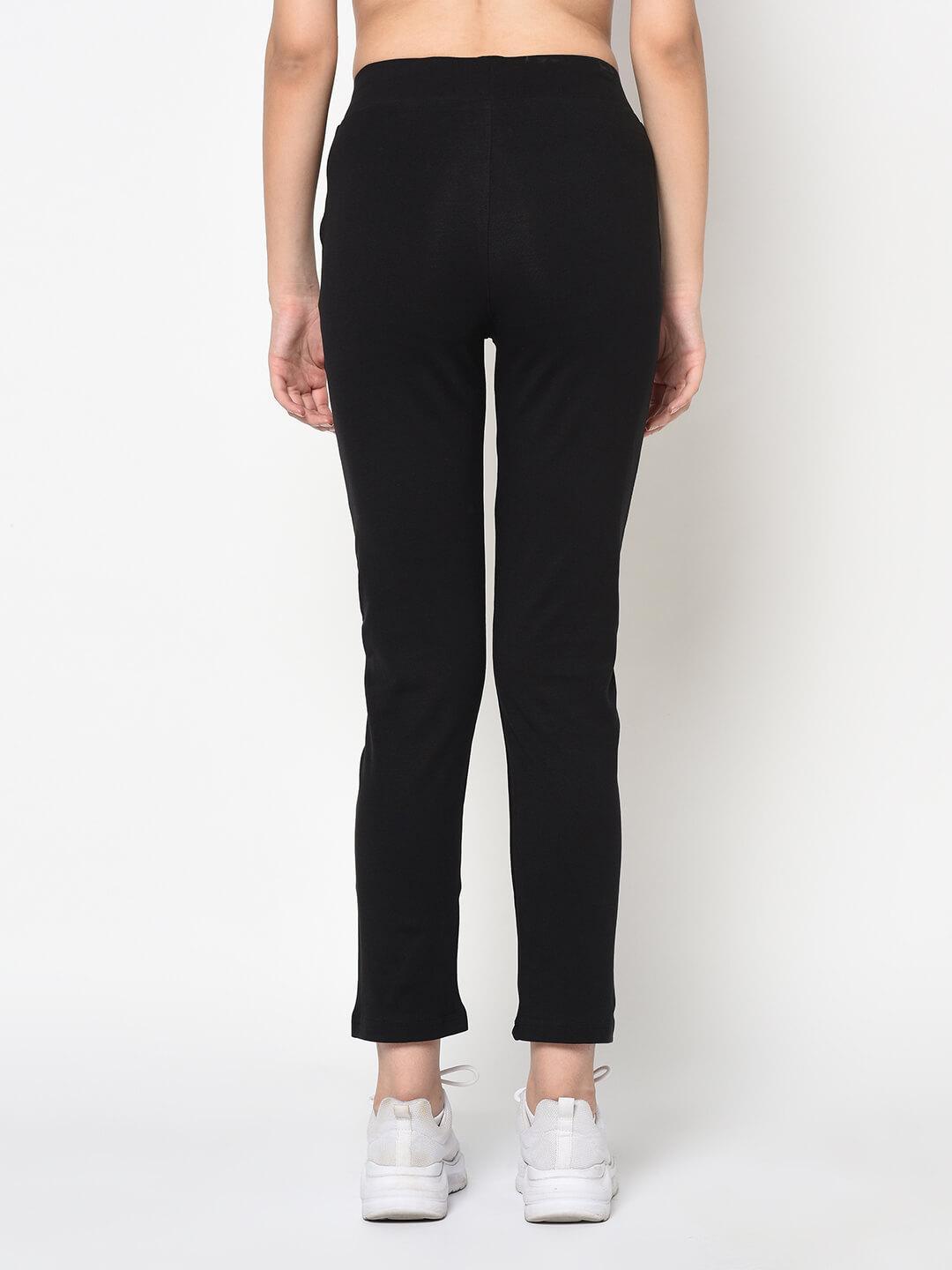 Women Black Solid Slim-Fit Track Pants