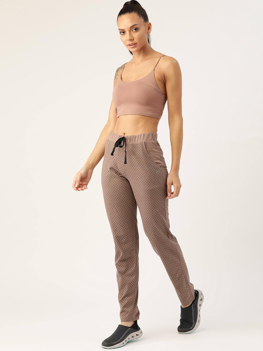 Women Coffee and Black printed Track Pants