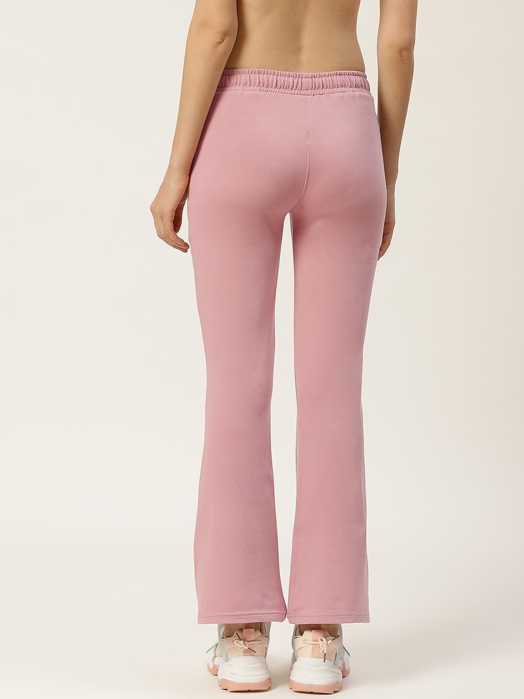 Women Dusty pink Solid Boot cut Fit Track Pants