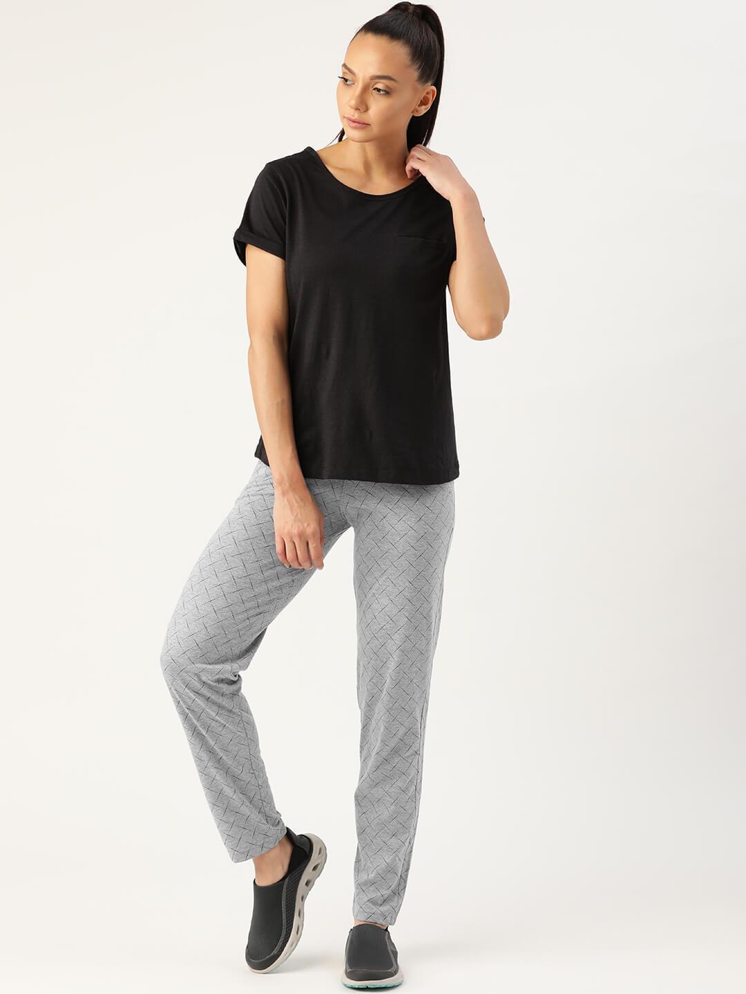 Women Grey and Black printed Track Pants