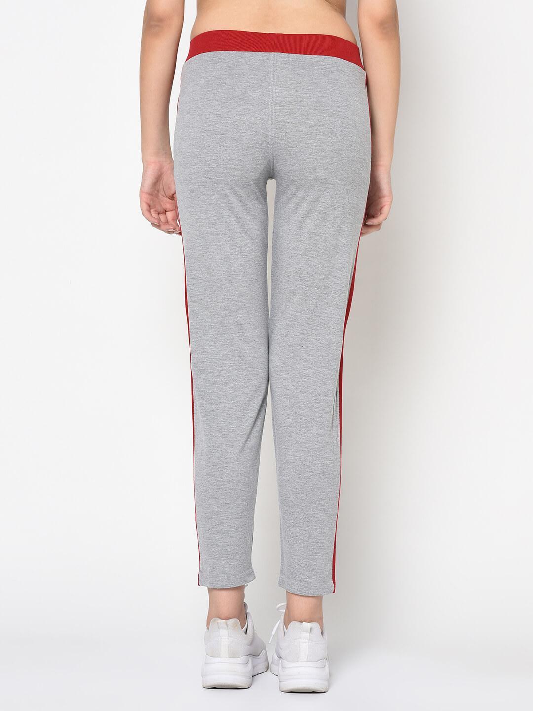Women Grey Melange Solid Slim-Fit Track Pants