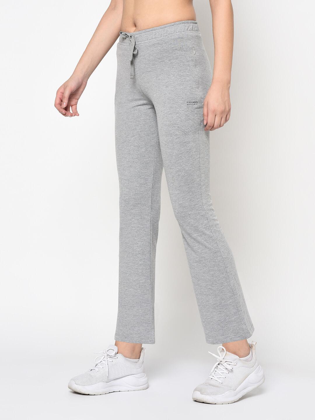 Women Grey Solid Boot cut Fit Track Pants