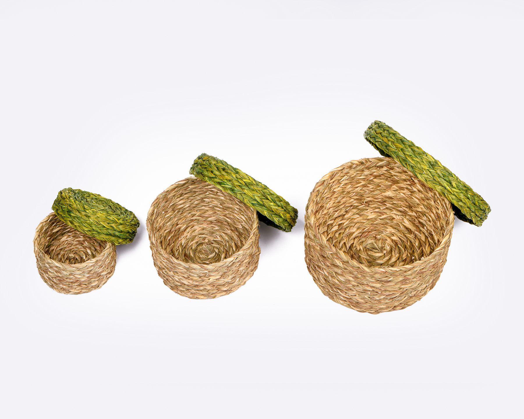 Handmade Braided Sabaii Grass Storage Box (set of 3)
