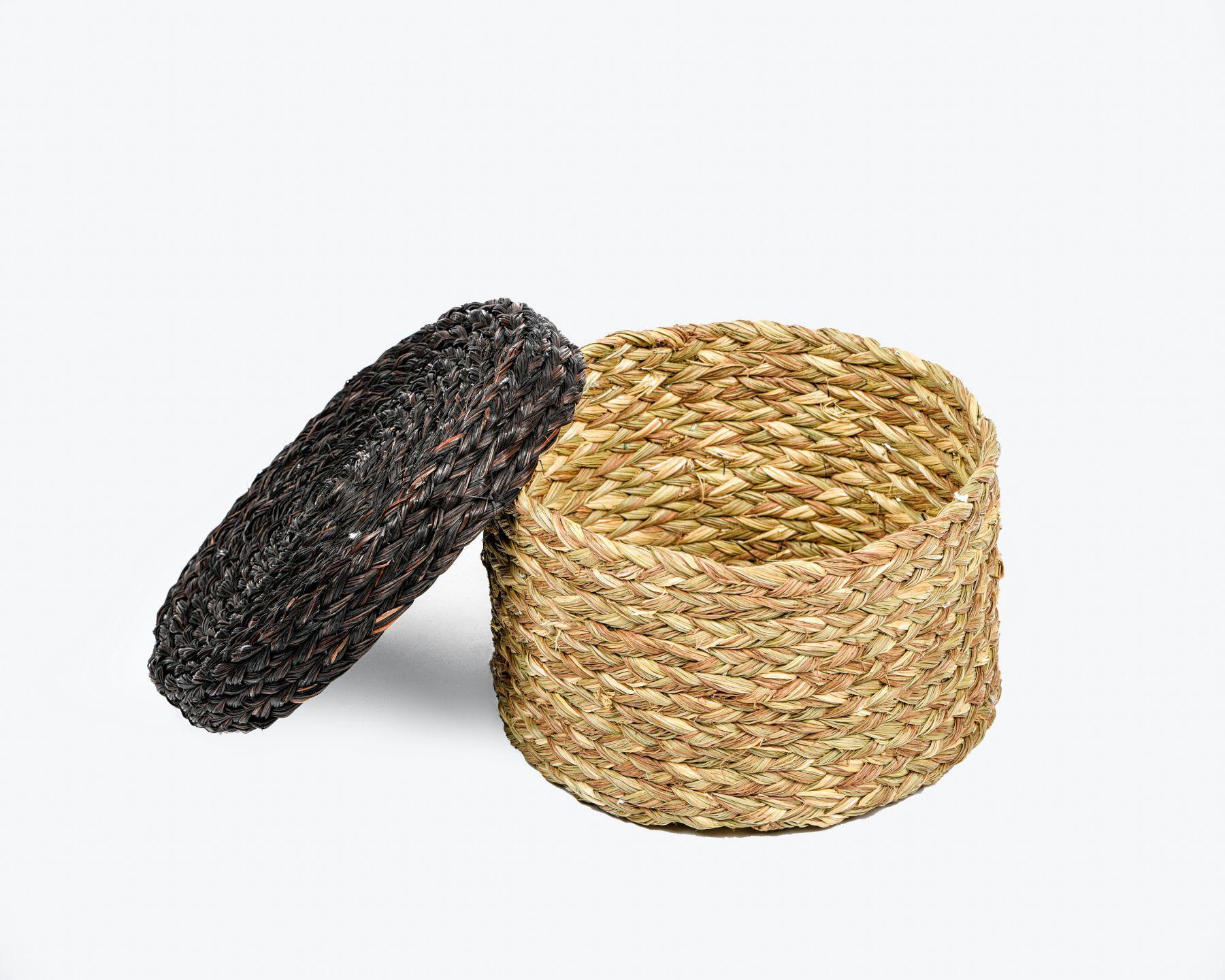 Handmade Braided Sabaii Grass Storage Box (set of 3) with lid