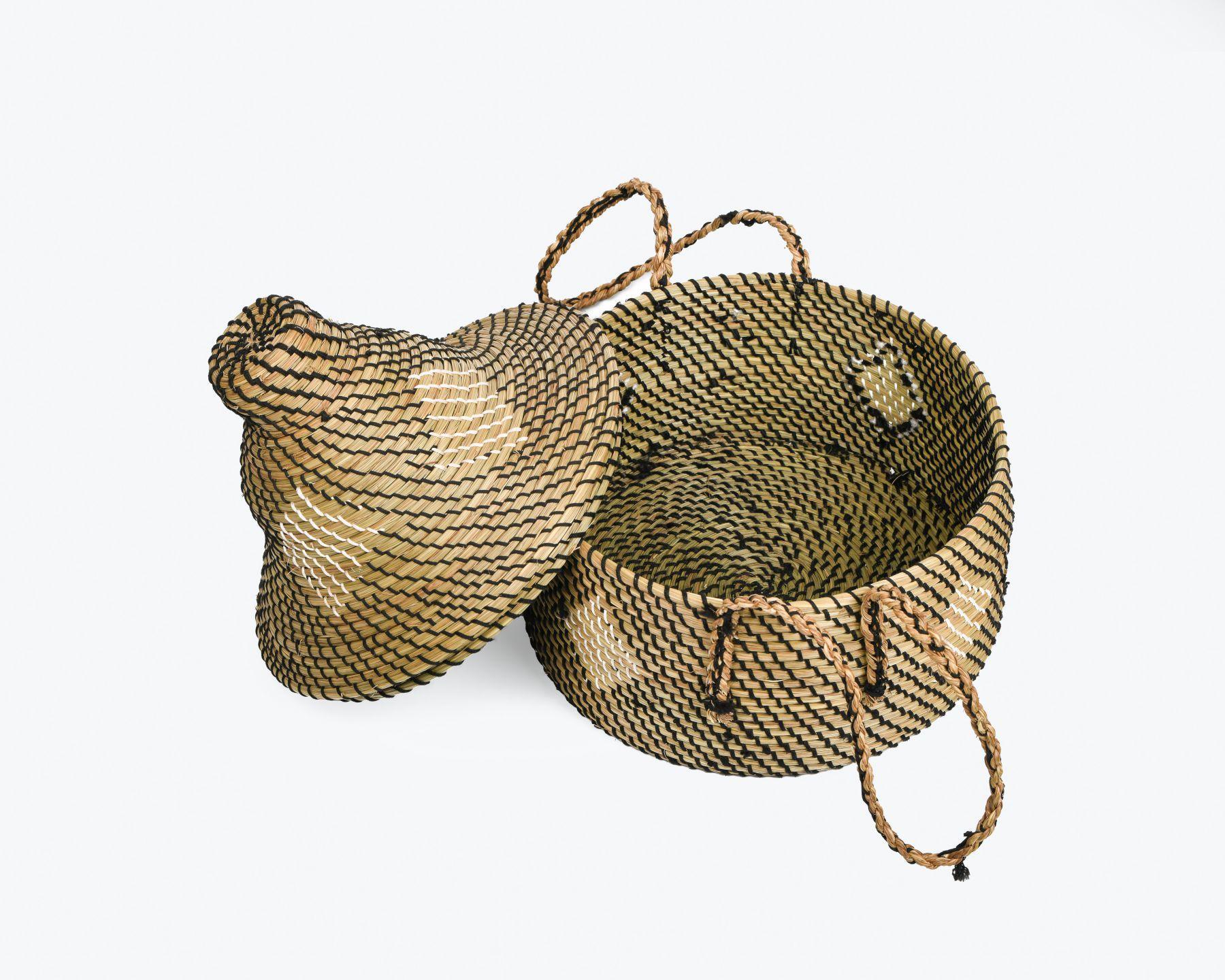 Handmade Braided Sabaii Grass Punjabi Casserole with handles and lid