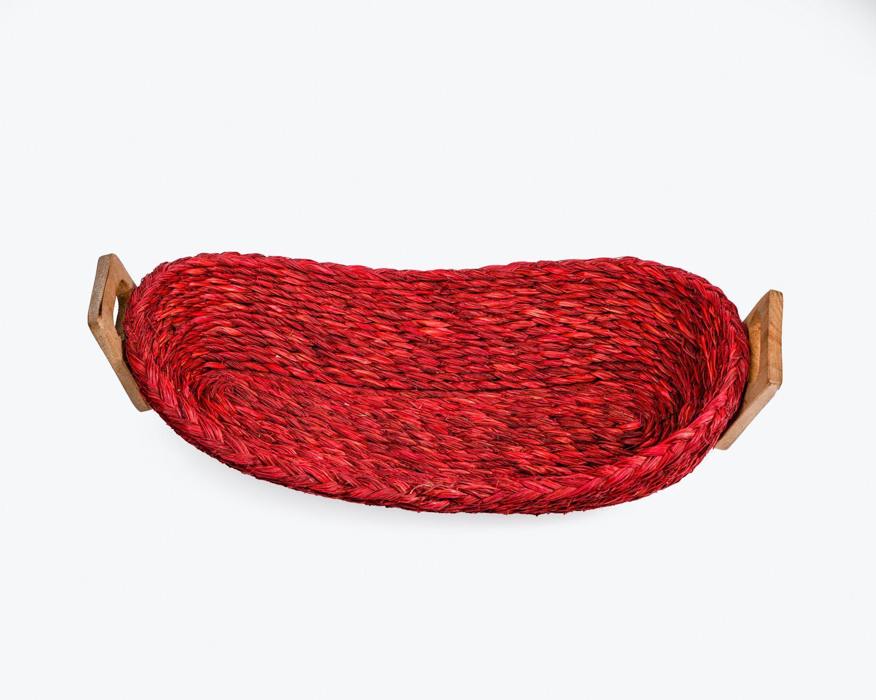 Handmade Braided Sabaii Grass Basket with wooden handles