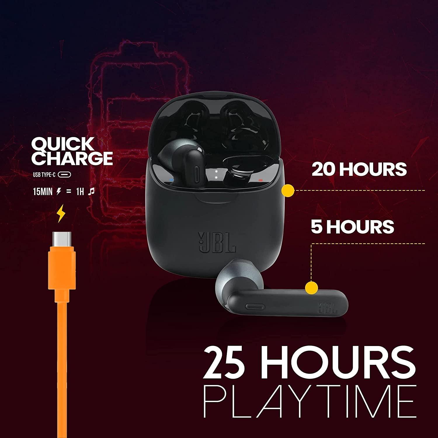 JBL Tune 225TWS by Harman True Wireless in-Ear Headphones with 25 Hours Playtime, Dual Connect, & Bluetooth 5.0 (Black)
