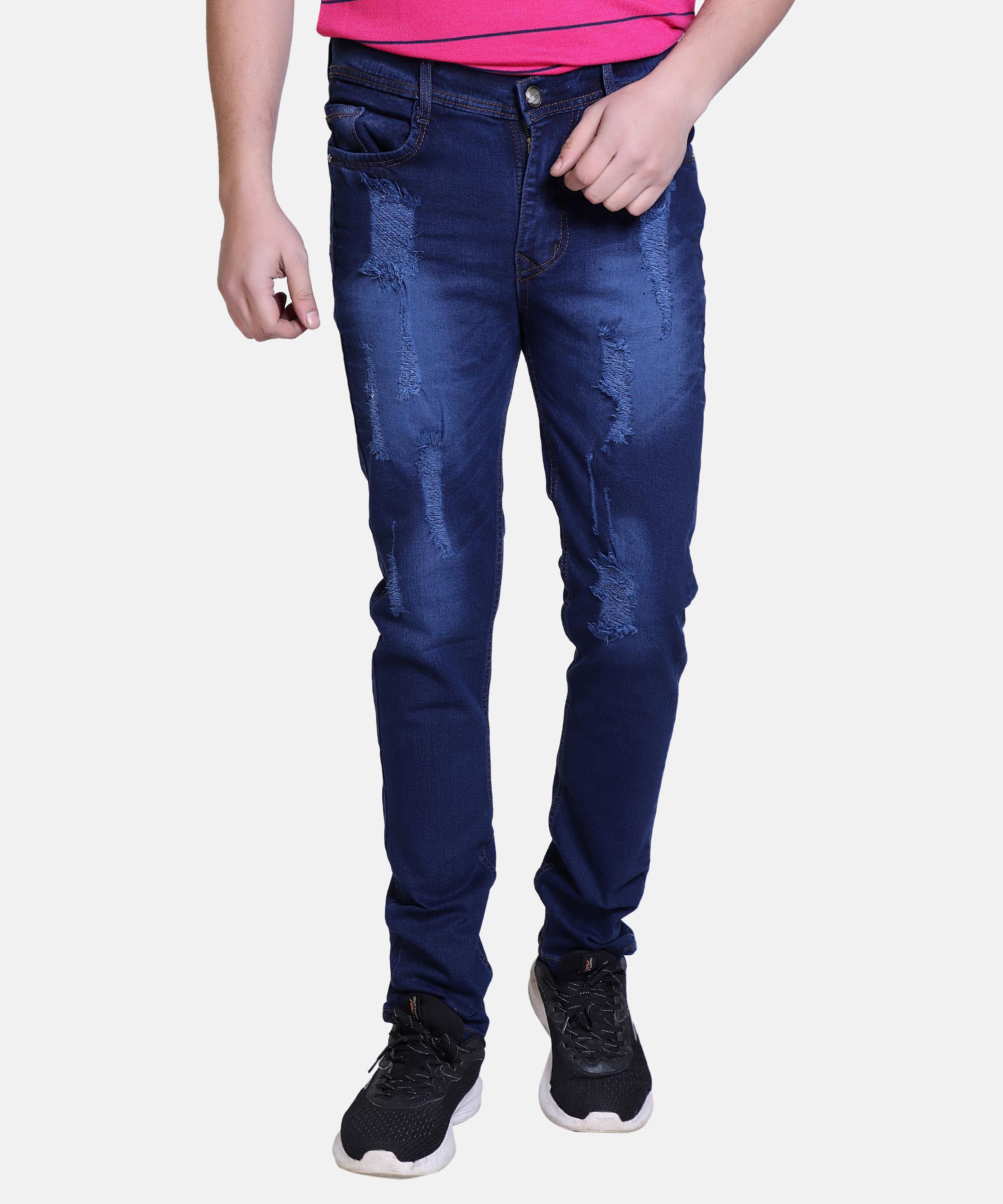 Men Regular Simple Jeans Hard Wash-Blue