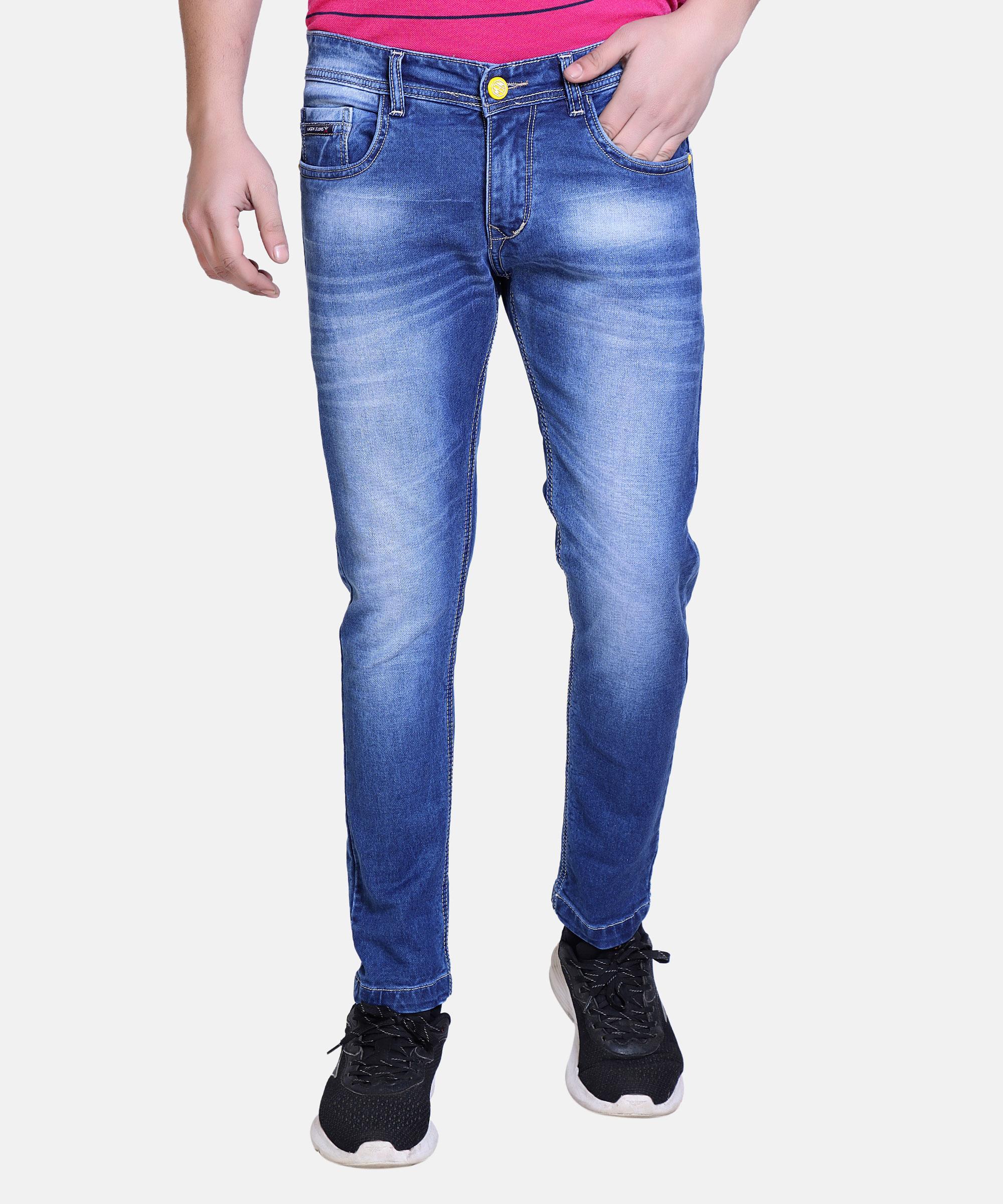 Men Regular Simple Jeans-Hard Wash-Light Blue
