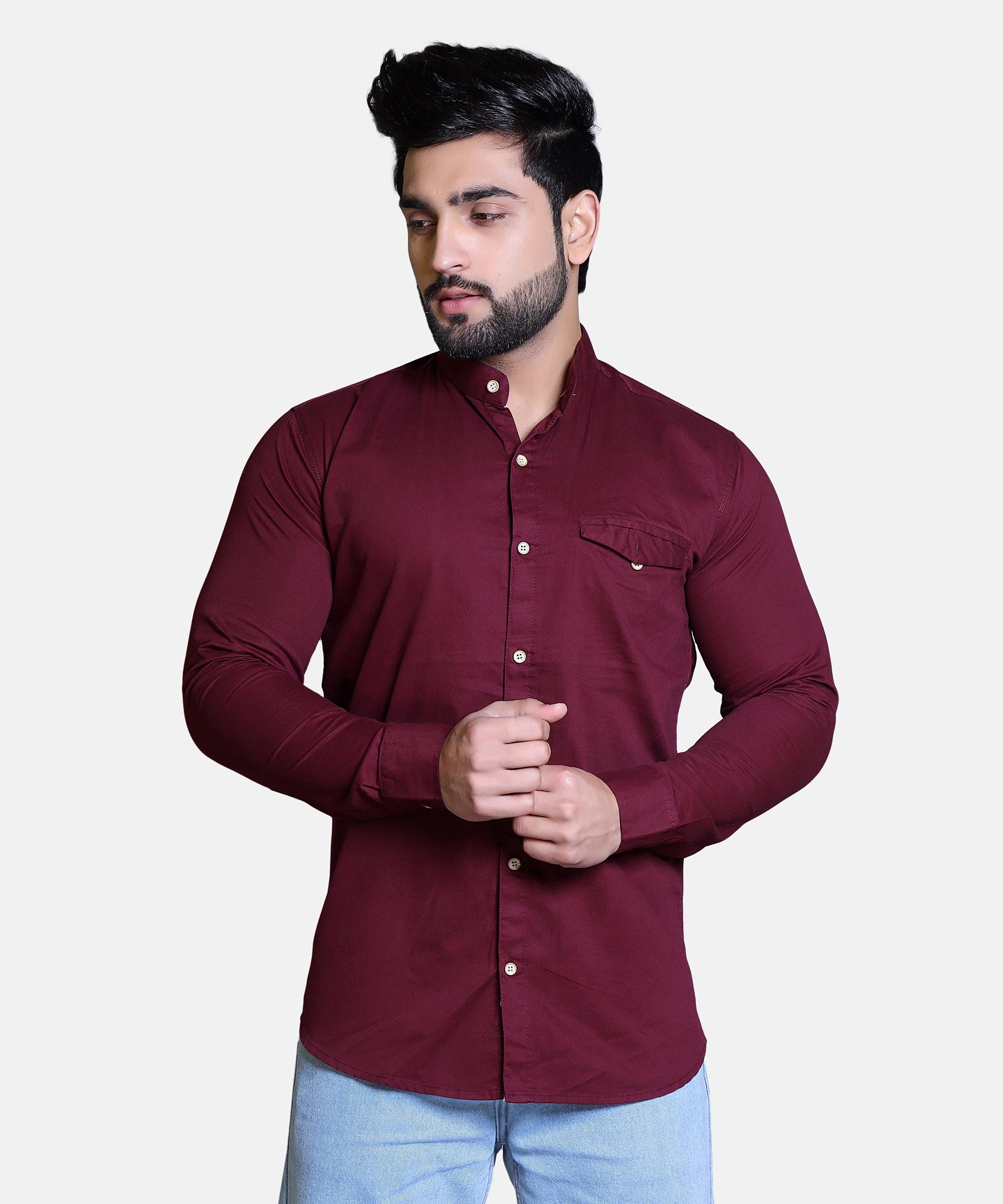 Men Shirt Full Sleeve – Dark MAROON