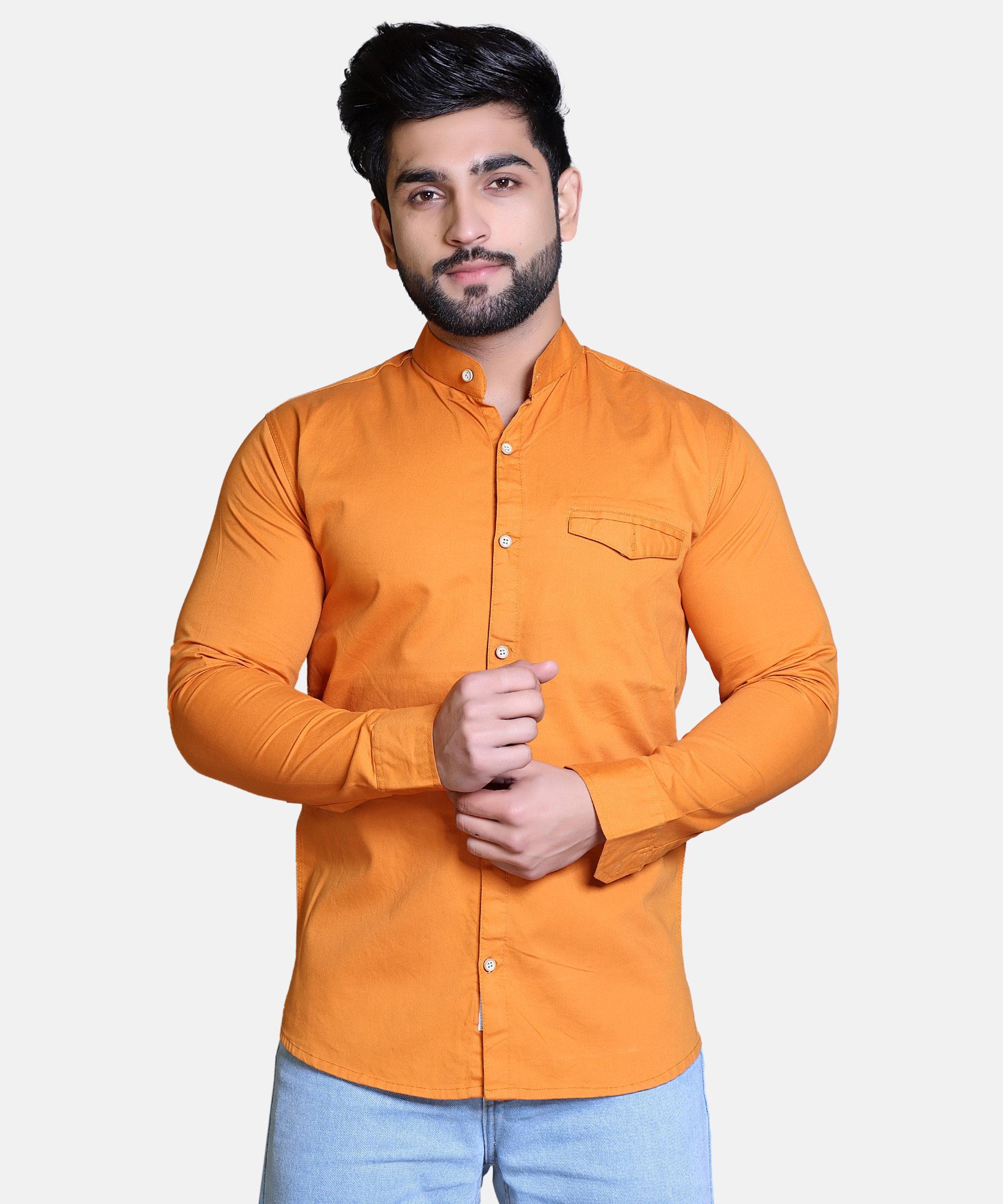 Men Shirt Full Sleeve – MUSTARD ORANGE
