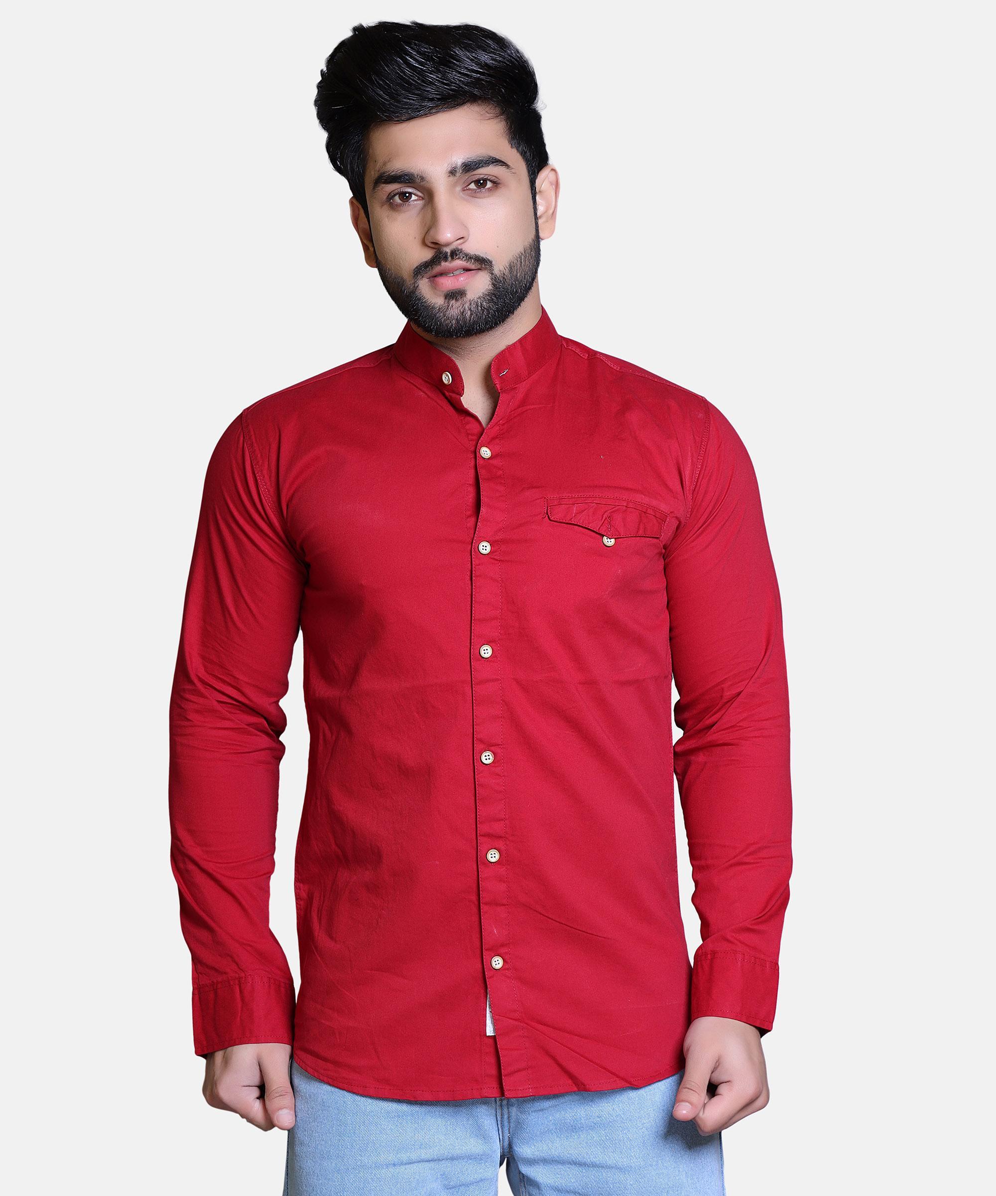 Men Shirt Full Sleeve – CHEERY RED