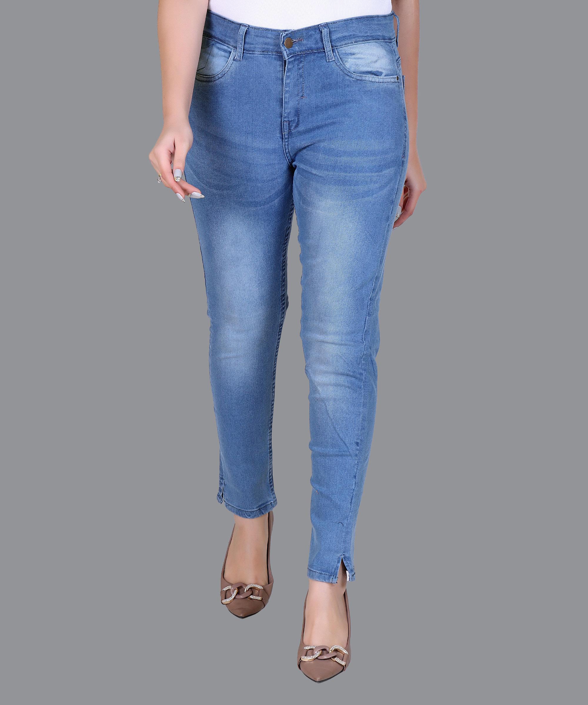 Women Jeans Solid – Light Blue Hard wash
