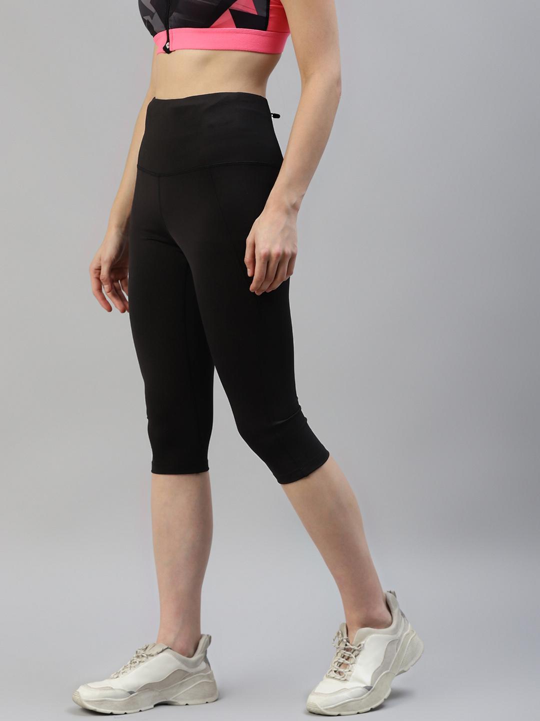 Women Black Active Wear Capris