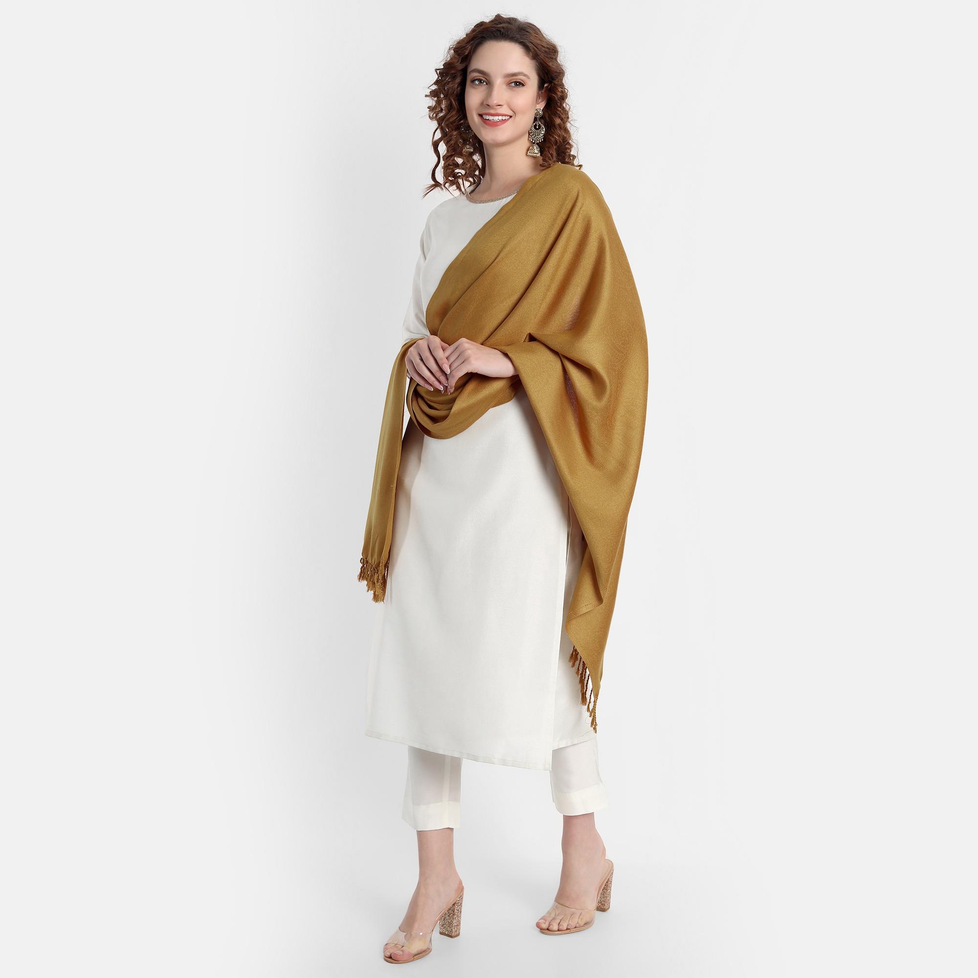 Hemkunt Fabrics  Viscose Golden Women Stole