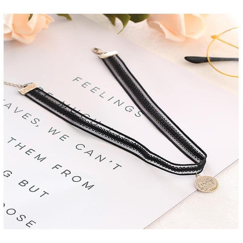 XIMI VOGUE™ Trendy Coin Pendant Lace Choker Necklace