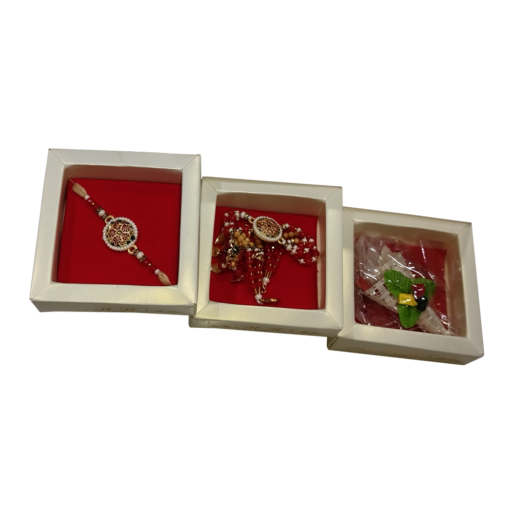 Rakhi for Brother /Bhai Rakshabandhan Bhaiya Rakhi and Bhabhi Lumba Set with Roli Chawal ( 1 lumbha rakhi and 1 Rakhi  Combo Pack)