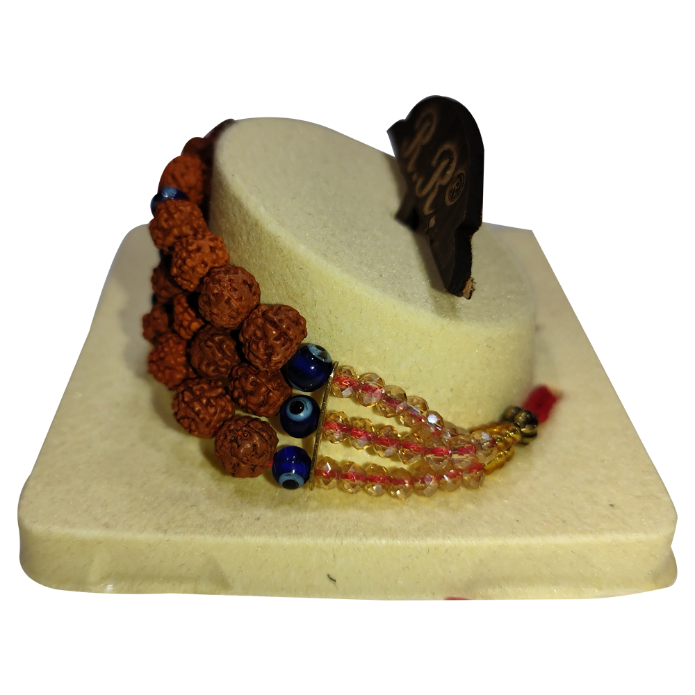Three Layer Rudraksh Beads Rakhi for Brother| Rakhi Bracelet| Rakhi Gift for Brother | Kids Rakhi | Adults Rakhi |  Rakhi with Pyari Sister Gift | Rakhi Gift for Brother|Bhaiya Bhabhi Rakhi Set