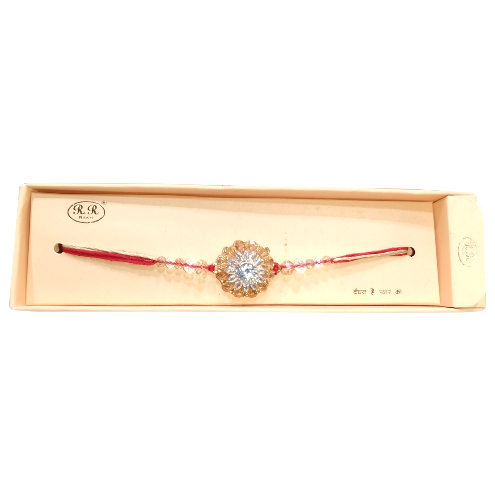 Rakhi with Flowers Beads and Stones Rakhi Raksha bandhan Designer Rakhi for Bhabhi and Bhaiya