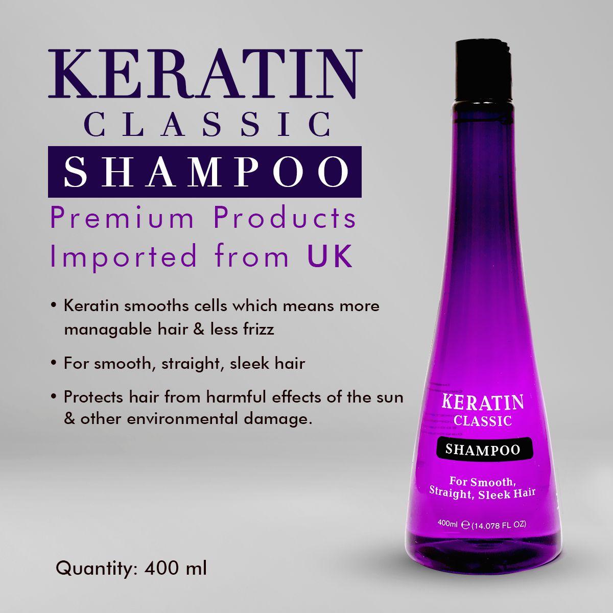 Keratin Classic Hair Shampoo For Dry & Frizzy Hair, with Keratin for Smooth, Straight, Sleek Hair - 400ml - For All Hair Types