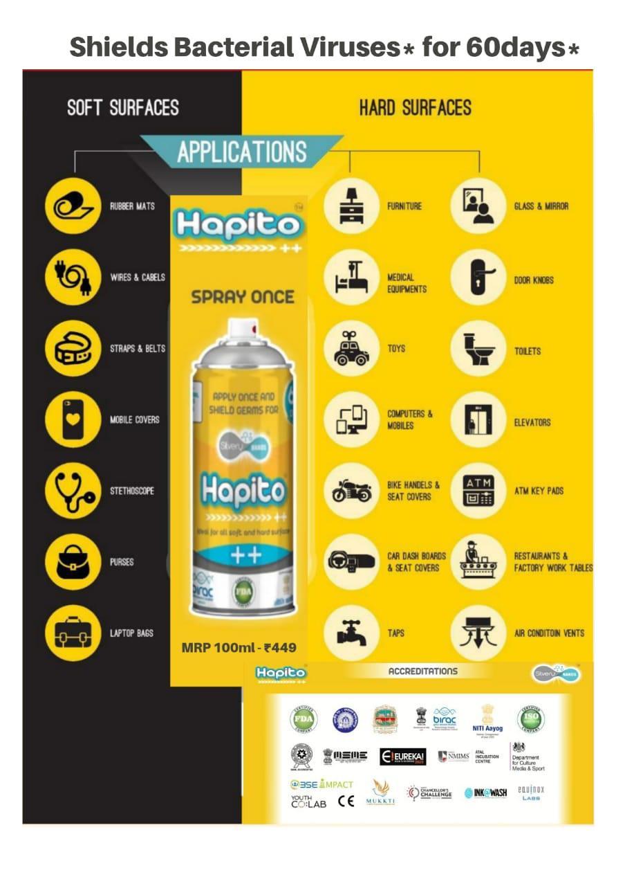 Hapito Shielding Spray Silvery Nanos (60 days shield against Bacteria & Virus)